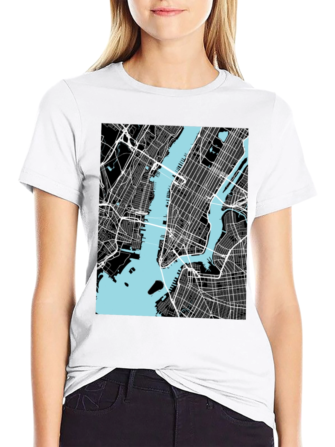 New York City Map T-Shirt - Black