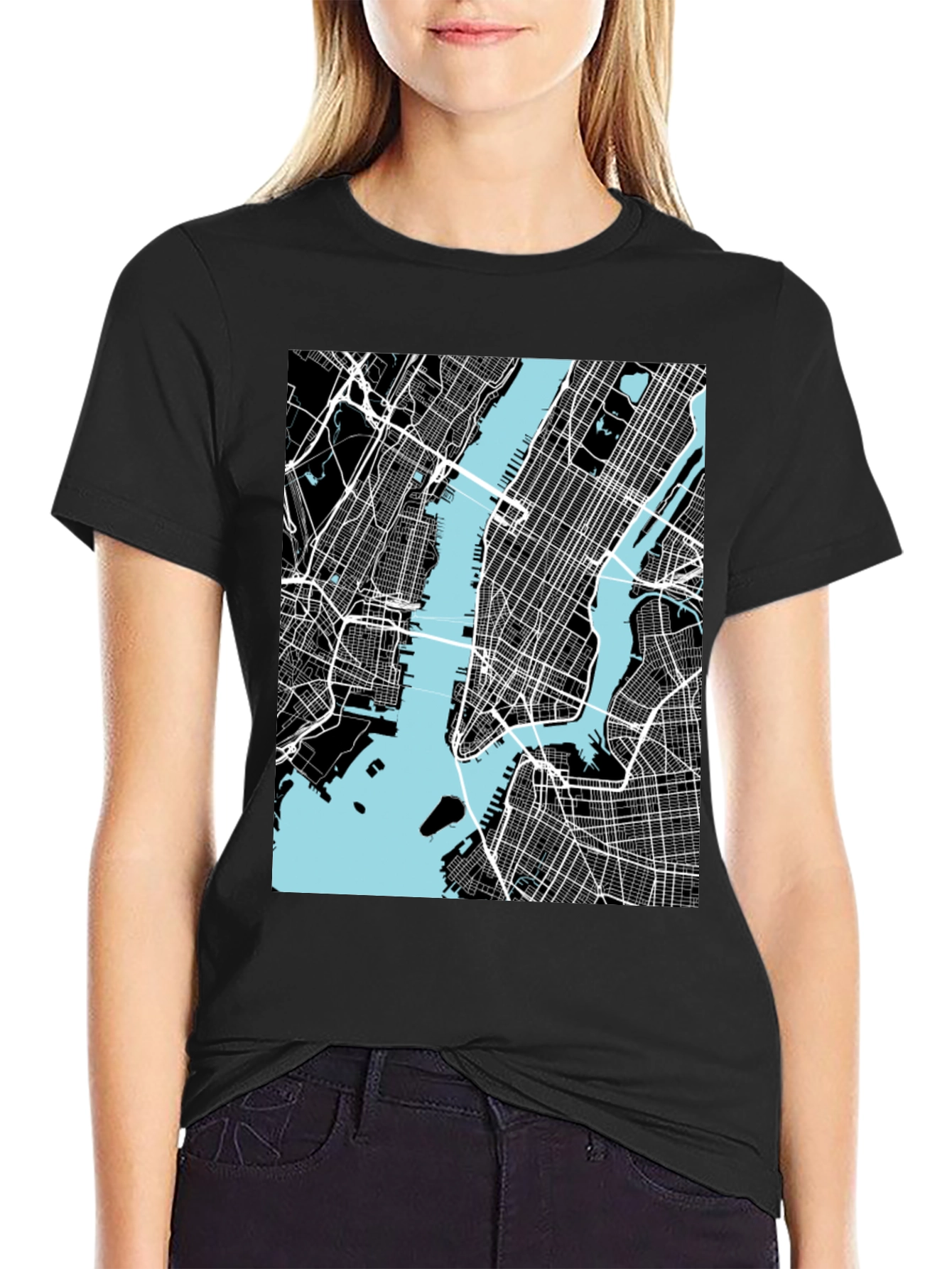 New York City Map T-Shirt - Black