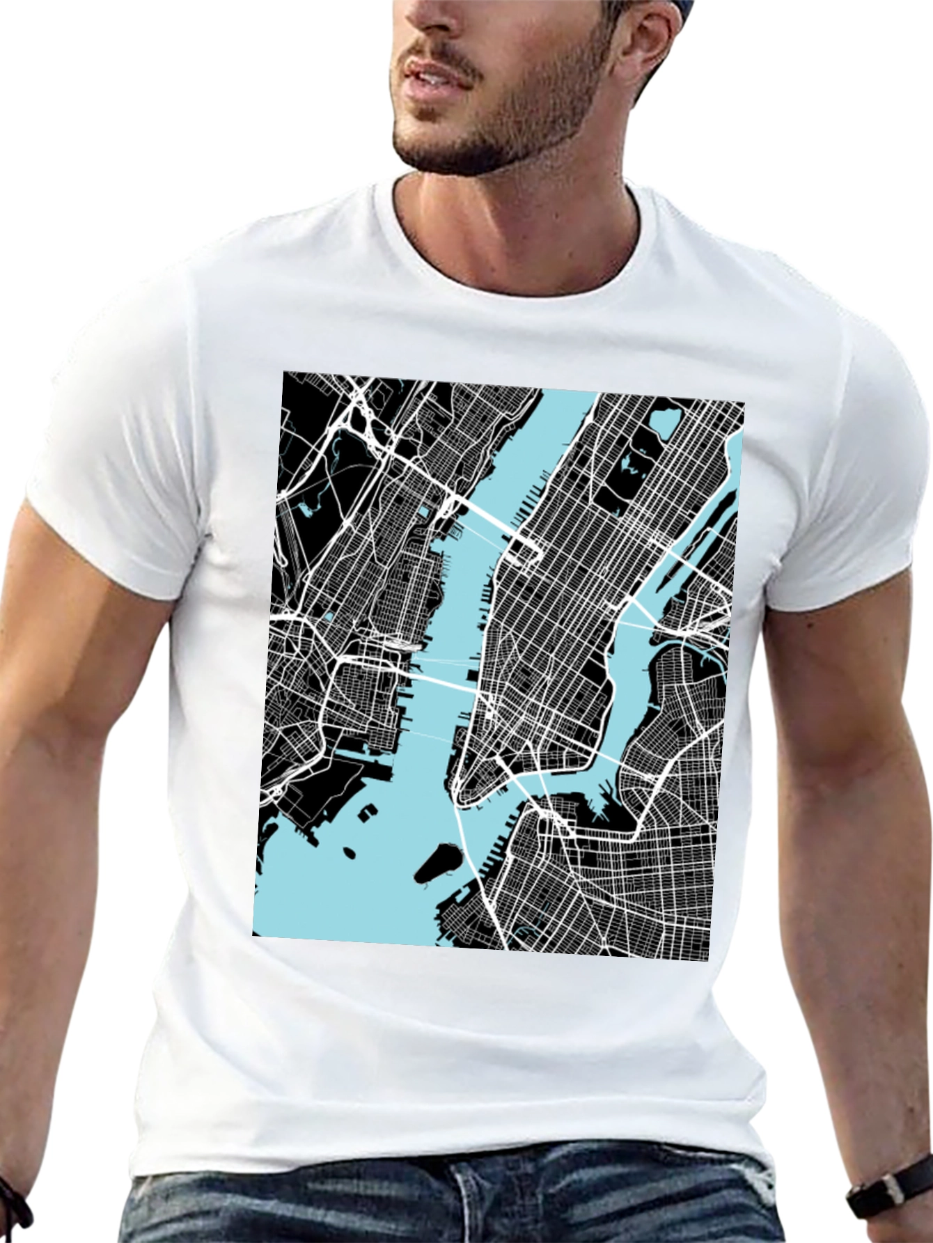 New York City Map T-Shirt - Black
