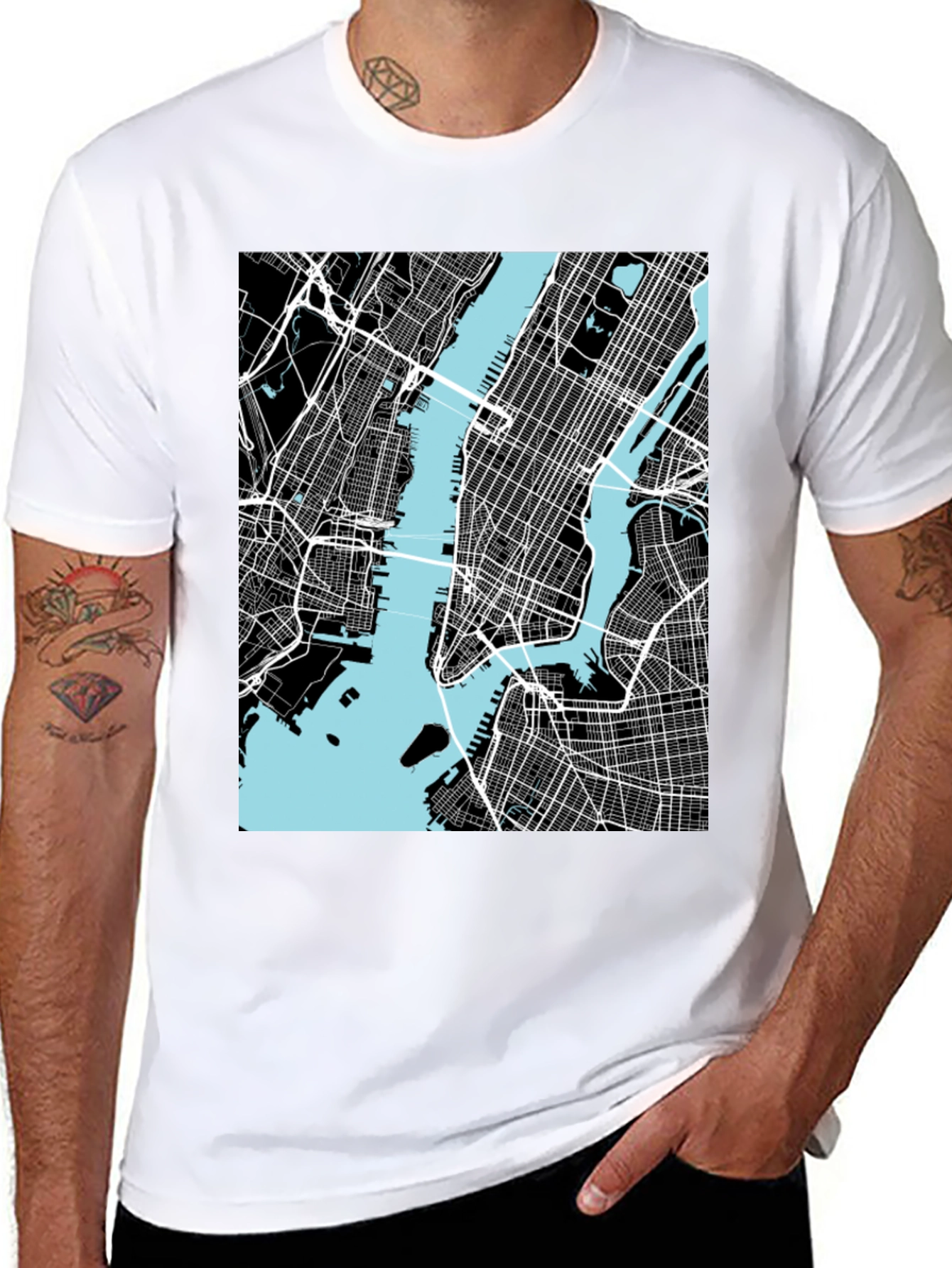 New York City Map T-Shirt - Black