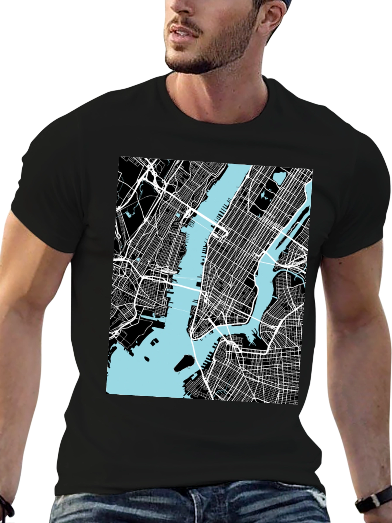 New York City Map T-Shirt - Black