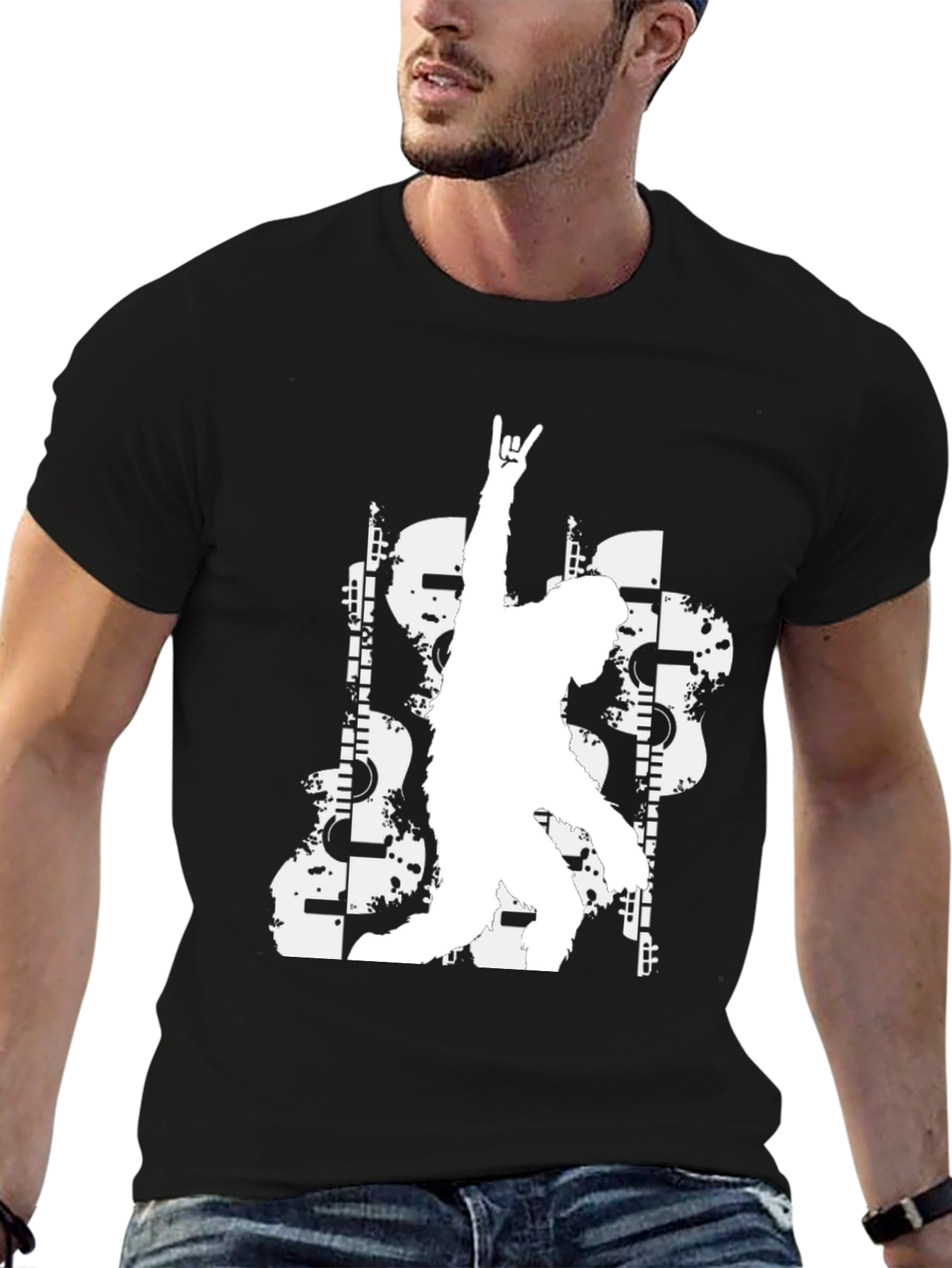 Rock On Graphic Tee - Black Casual T-Shirt