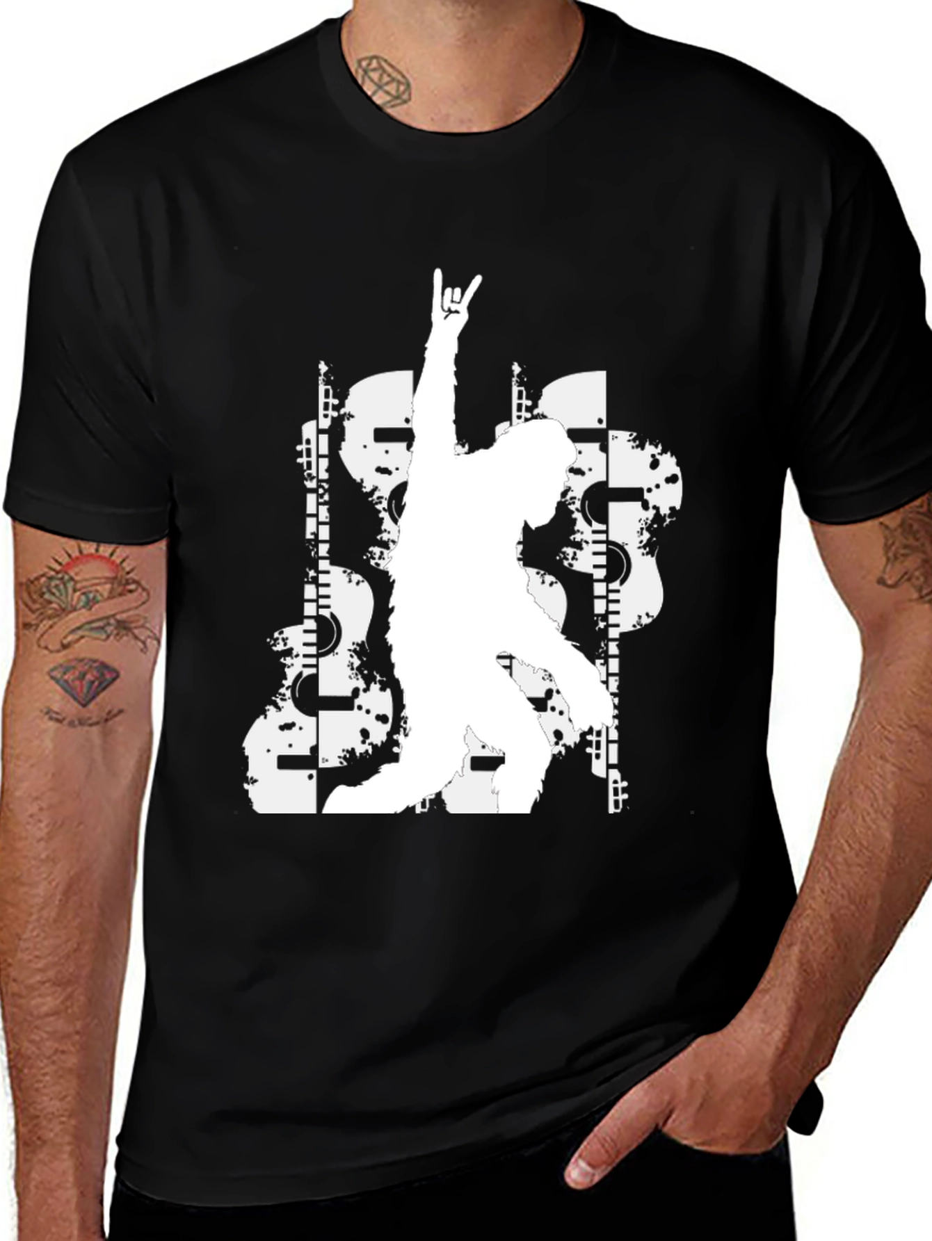 Rock On Graphic Tee - Black Casual T-Shirt