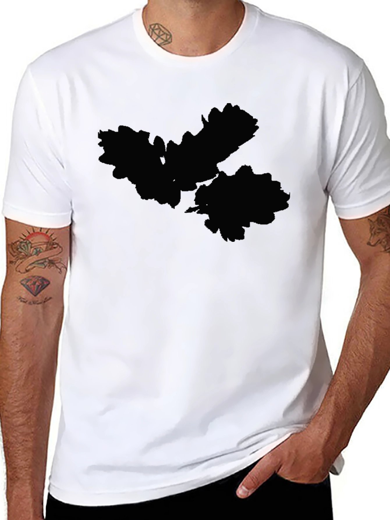 Mens Black Graphic Print Crew Neck T-Shirt