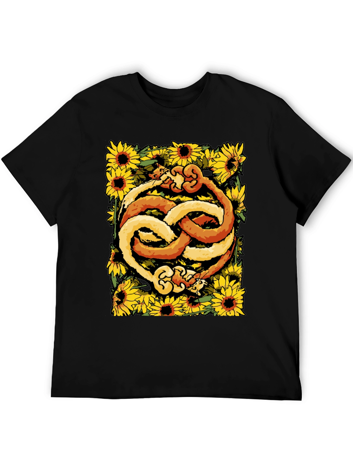 Yin Yang Cats Sunflower Graphic Tee