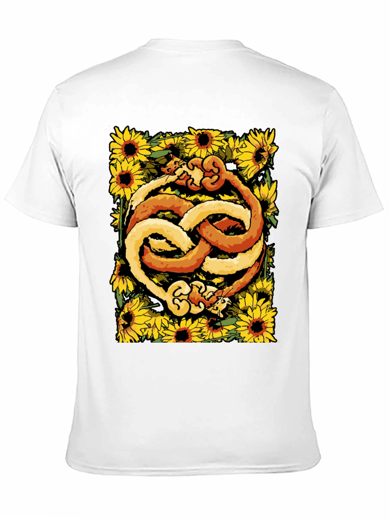 Yin Yang Cats Sunflower Graphic Tee