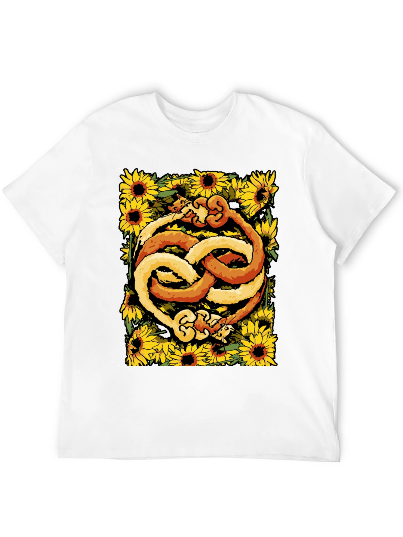 Yin Yang Cats Sunflower Graphic Tee