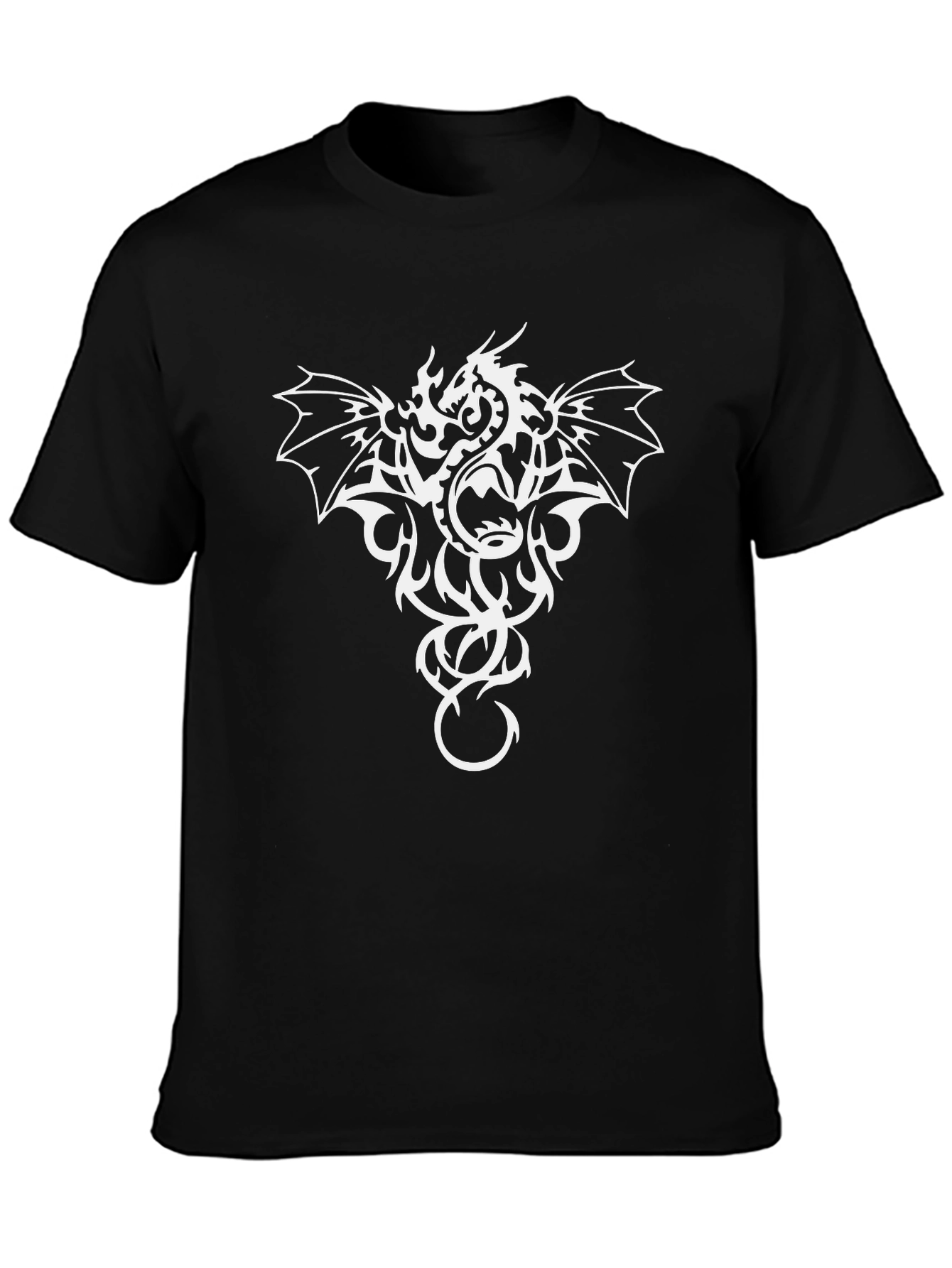 Dragon Graphic Tee - Black Cotton Casual Shirt