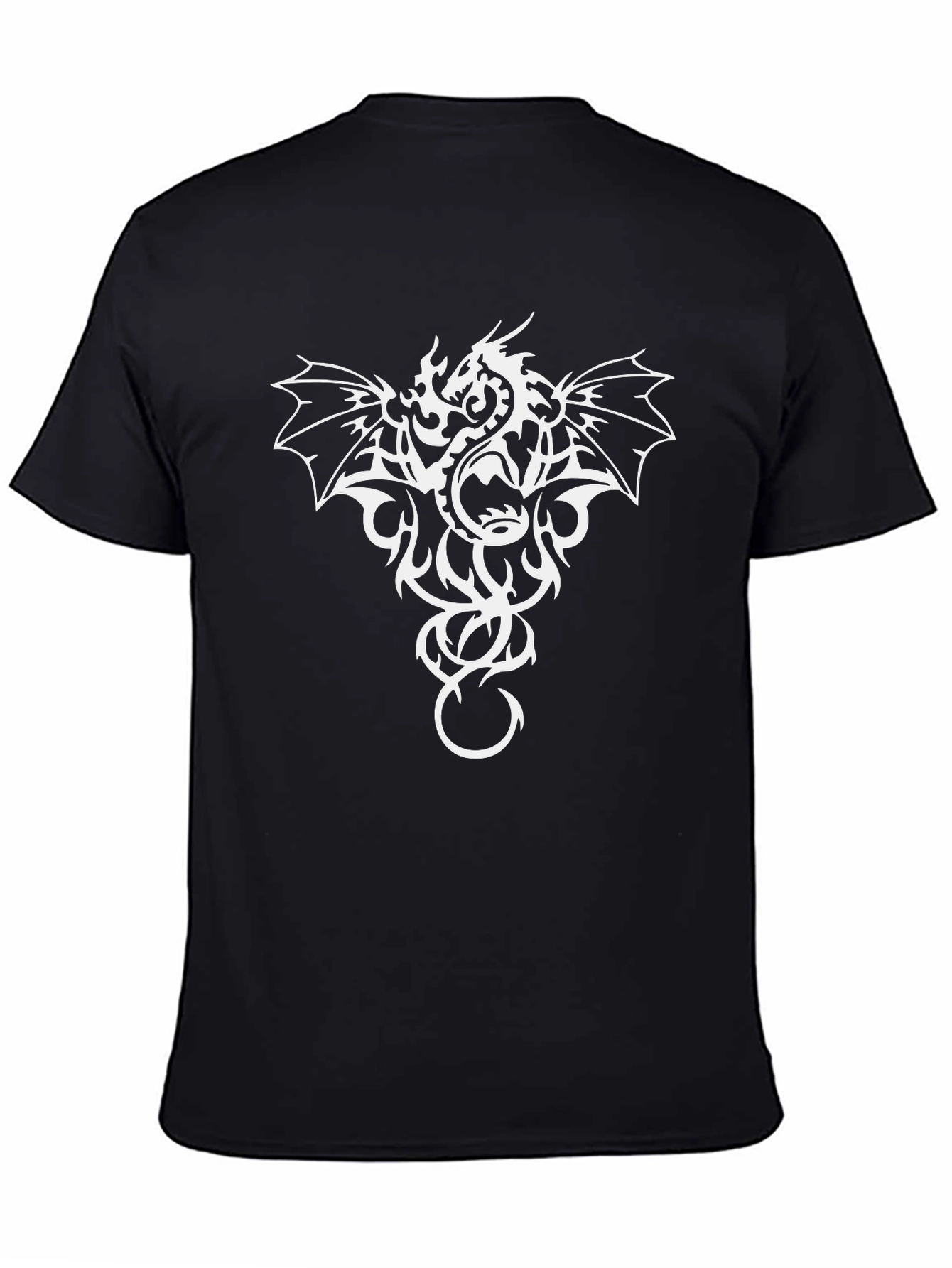 Dragon Graphic Tee - Black Cotton Casual Shirt