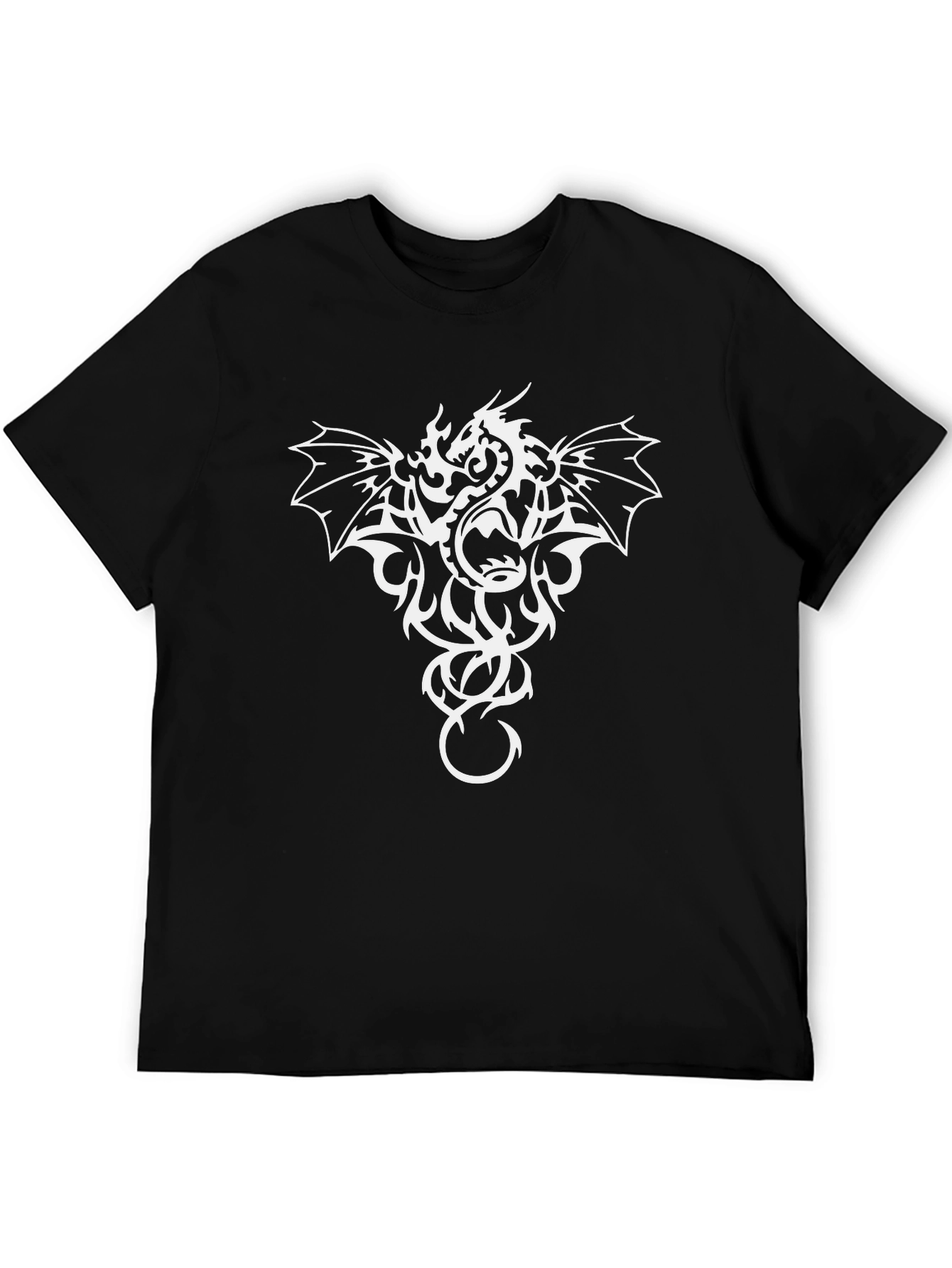 Dragon Graphic Tee - Black Cotton Casual Shirt
