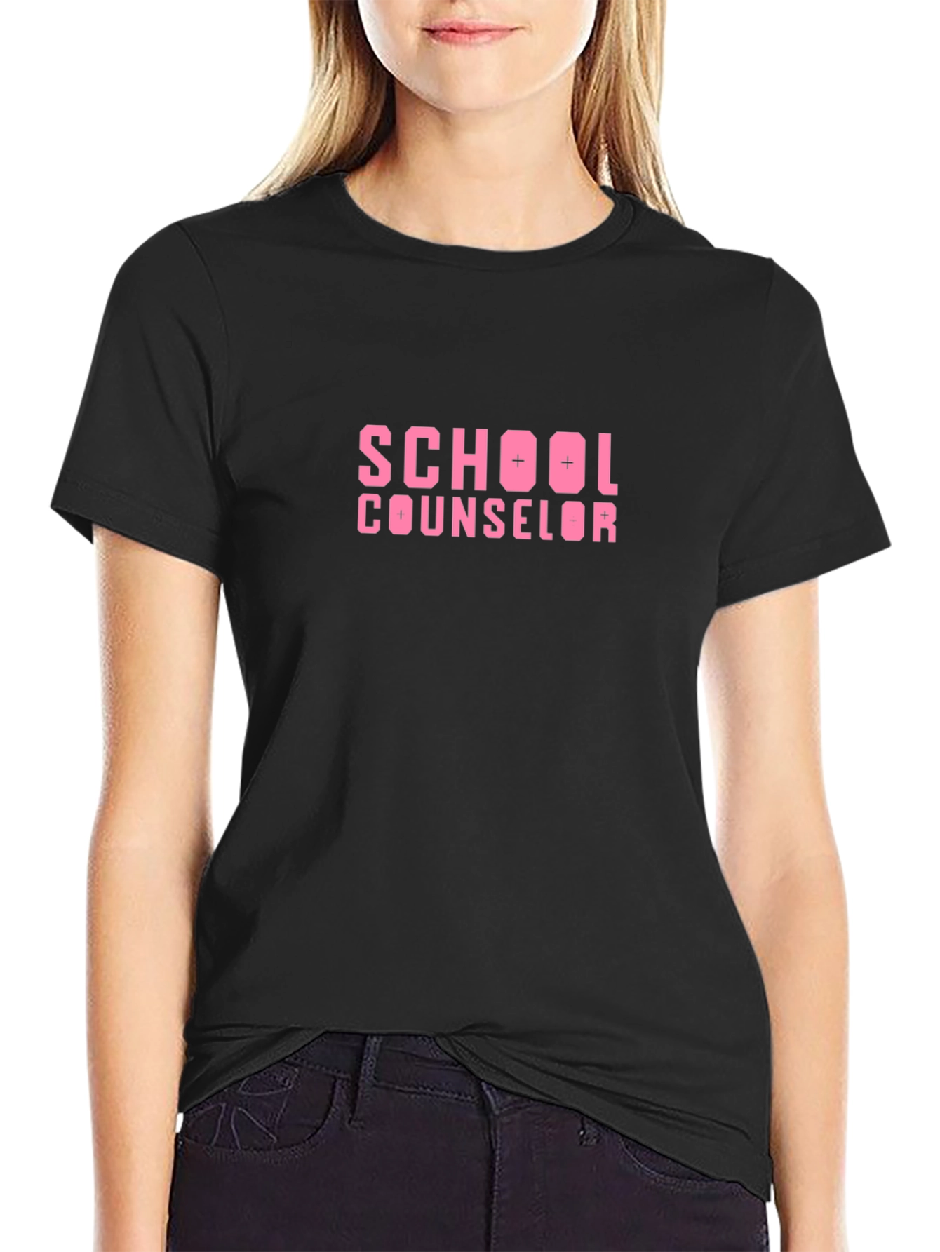 School Counselor Tee - Pink Graphic Print