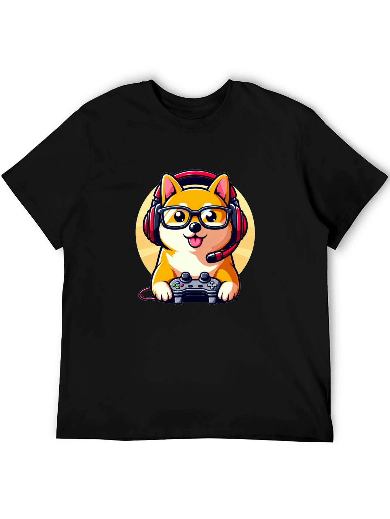 Gamer Dog T-Shirt: Shiba Inu with Headset