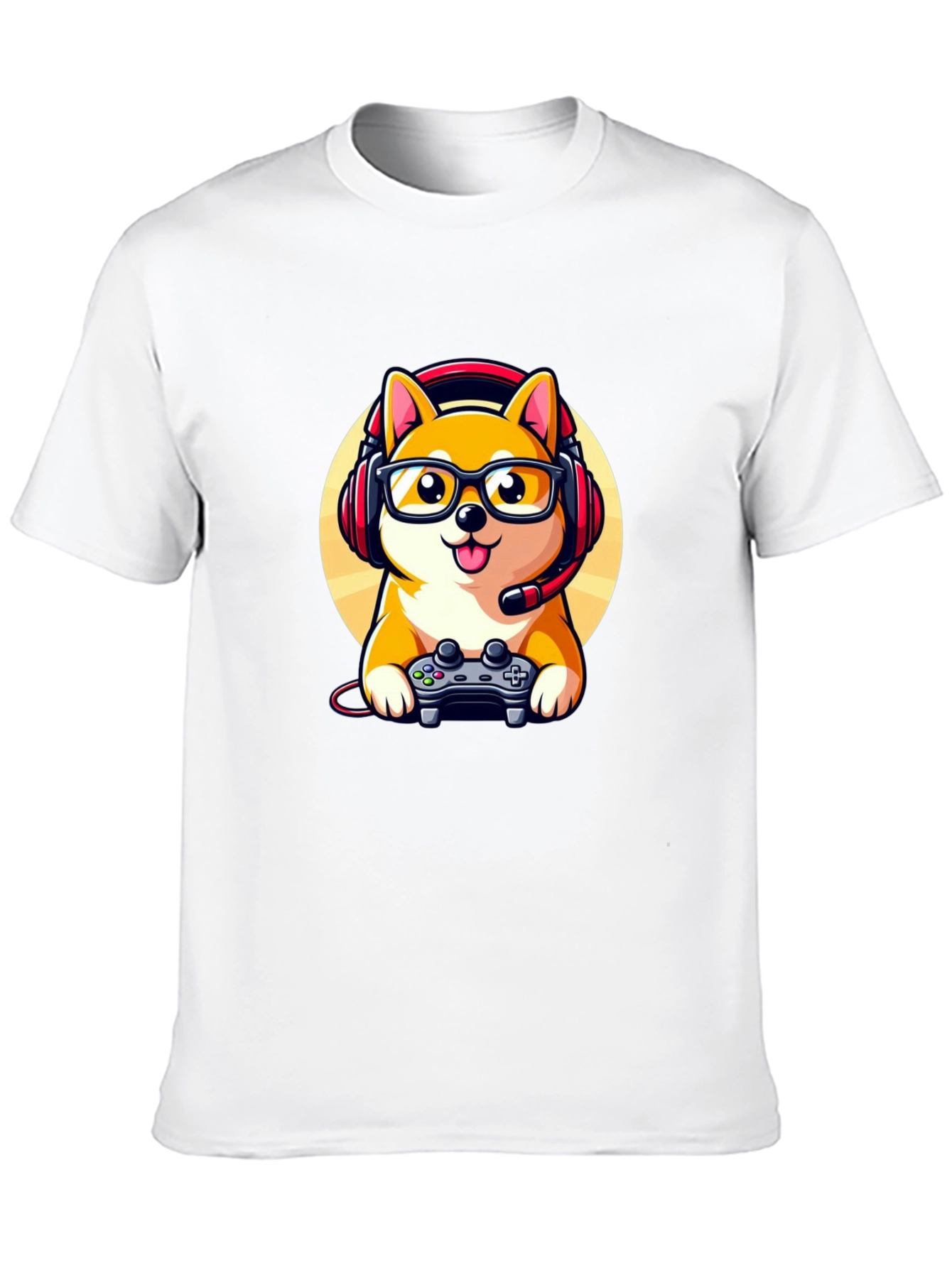 Gamer Dog T-Shirt: Shiba Inu with Headset