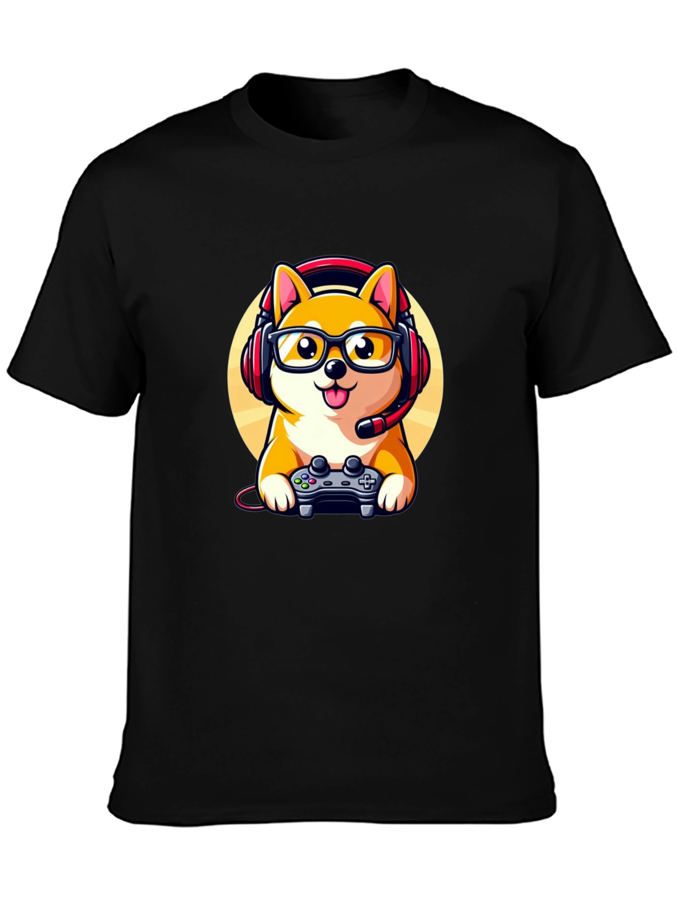 Gamer Dog T-Shirt: Shiba Inu with Headset
