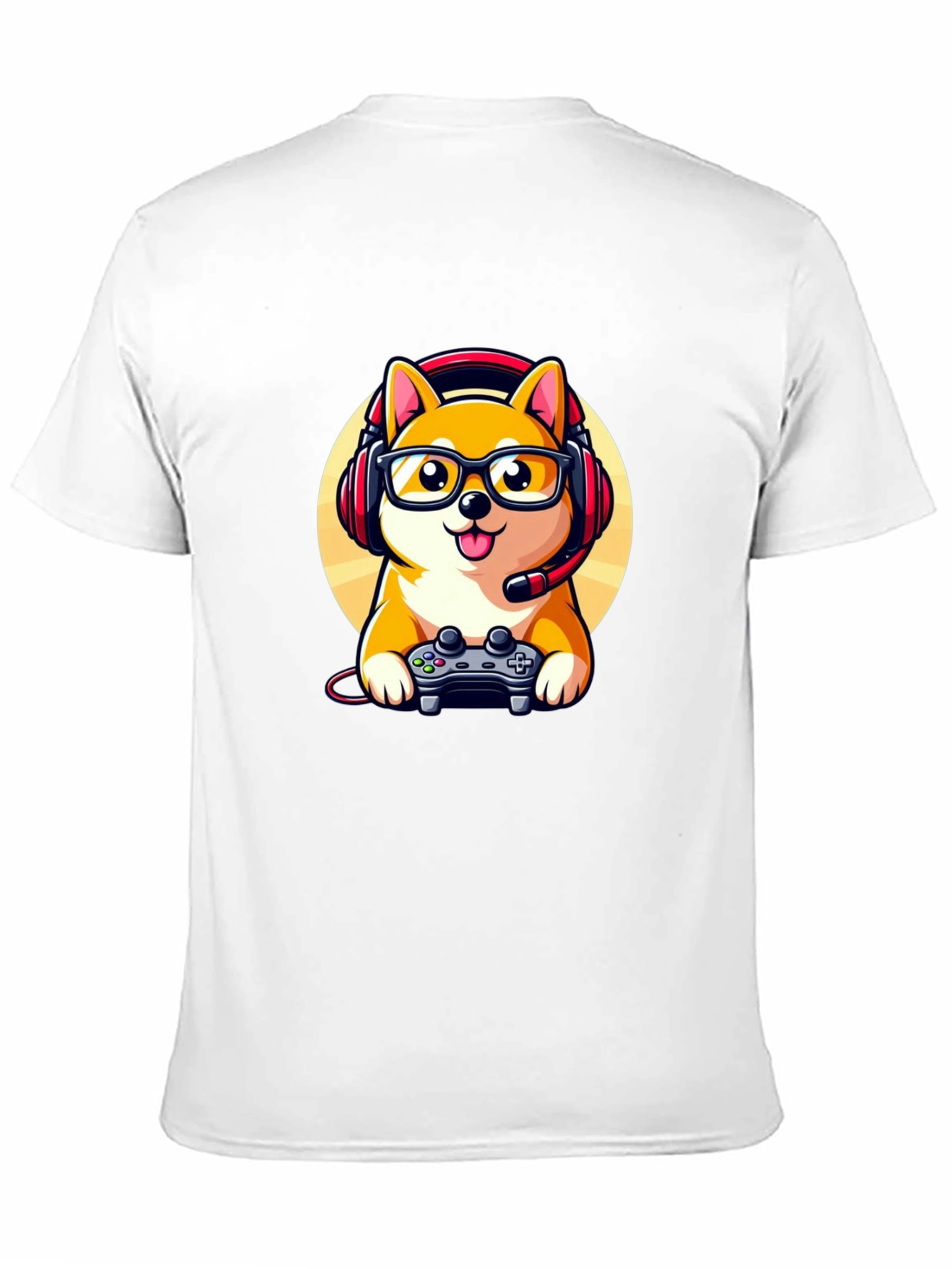 Gamer Dog T-Shirt: Shiba Inu with Headset