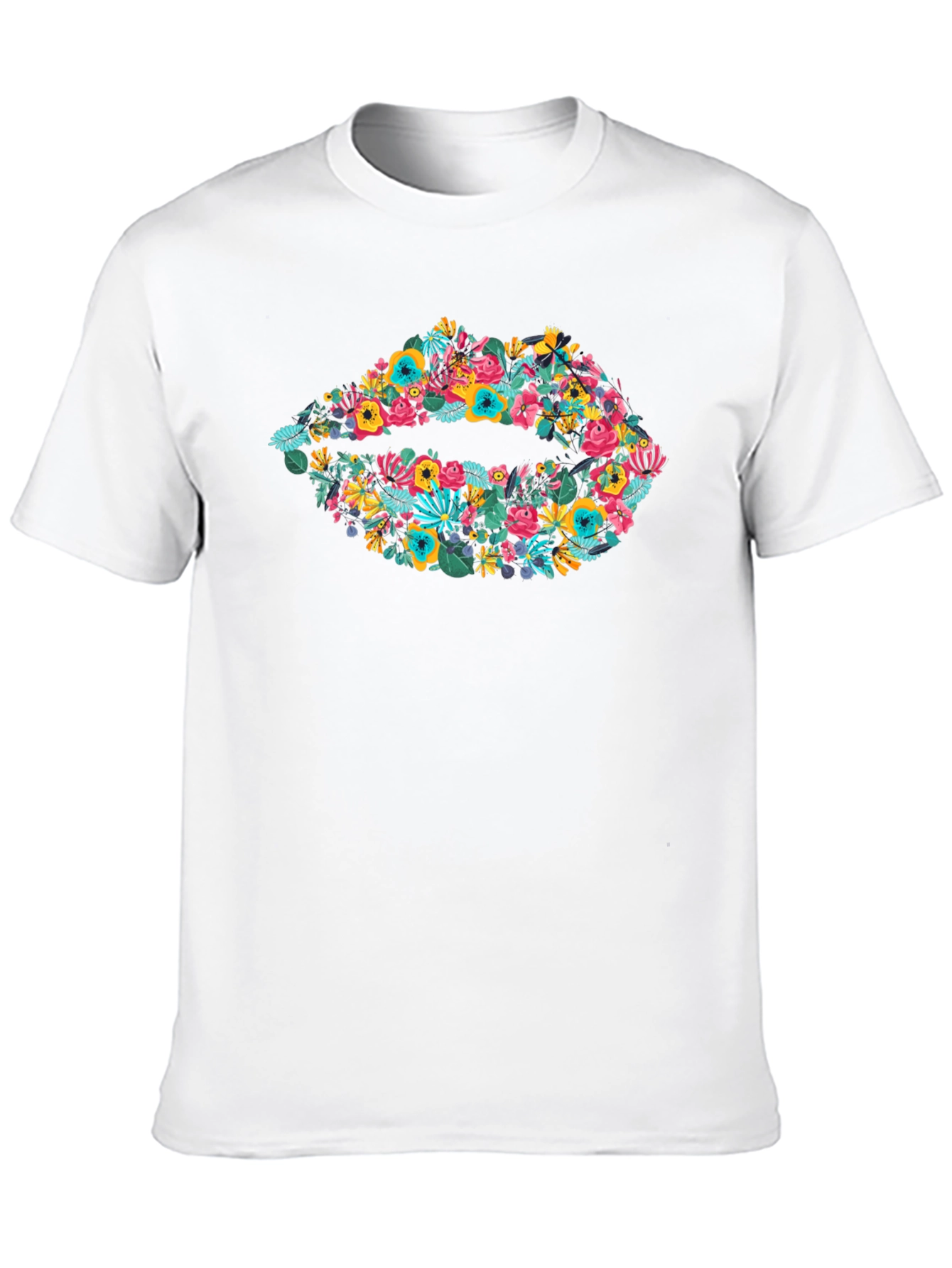 Floral Lips Graphic Black T-Shirt
