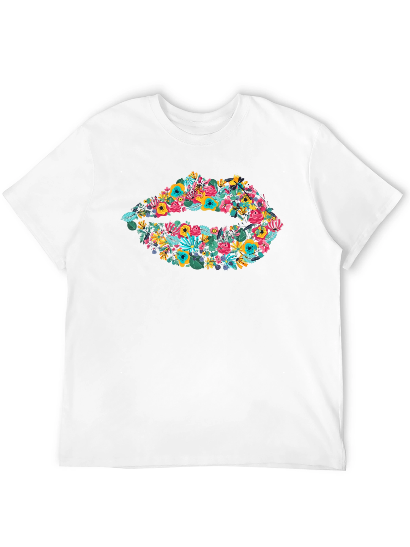 Floral Lips Graphic Black T-Shirt