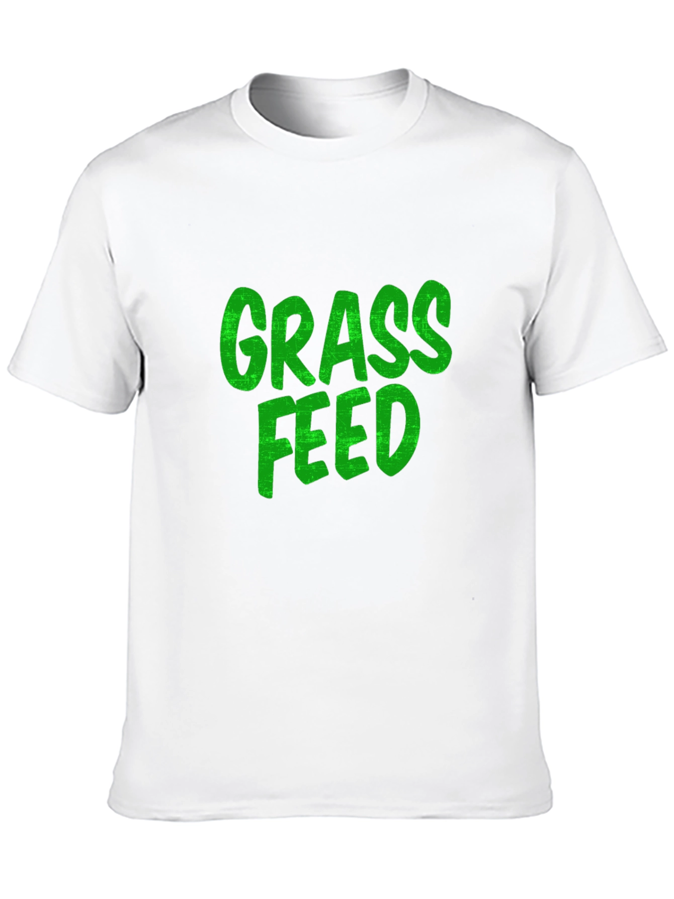 Grass Feed Green Text Black Cotton T-Shirt