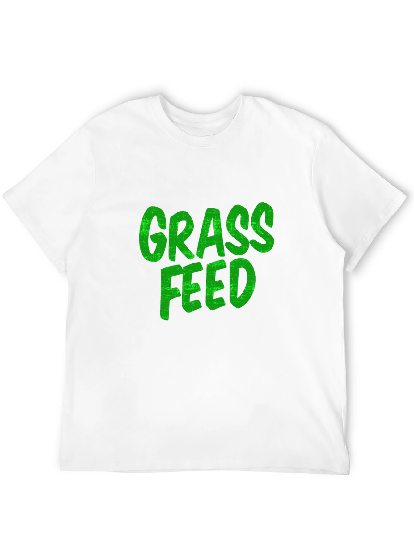 Grass Feed Green Text Black Cotton T-Shirt