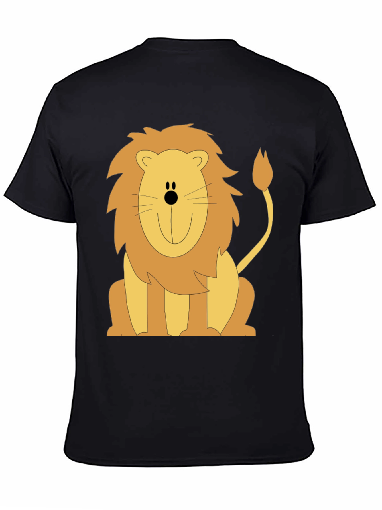 Cartoon Lion Graphic T-Shirt - Black Cotton Tee