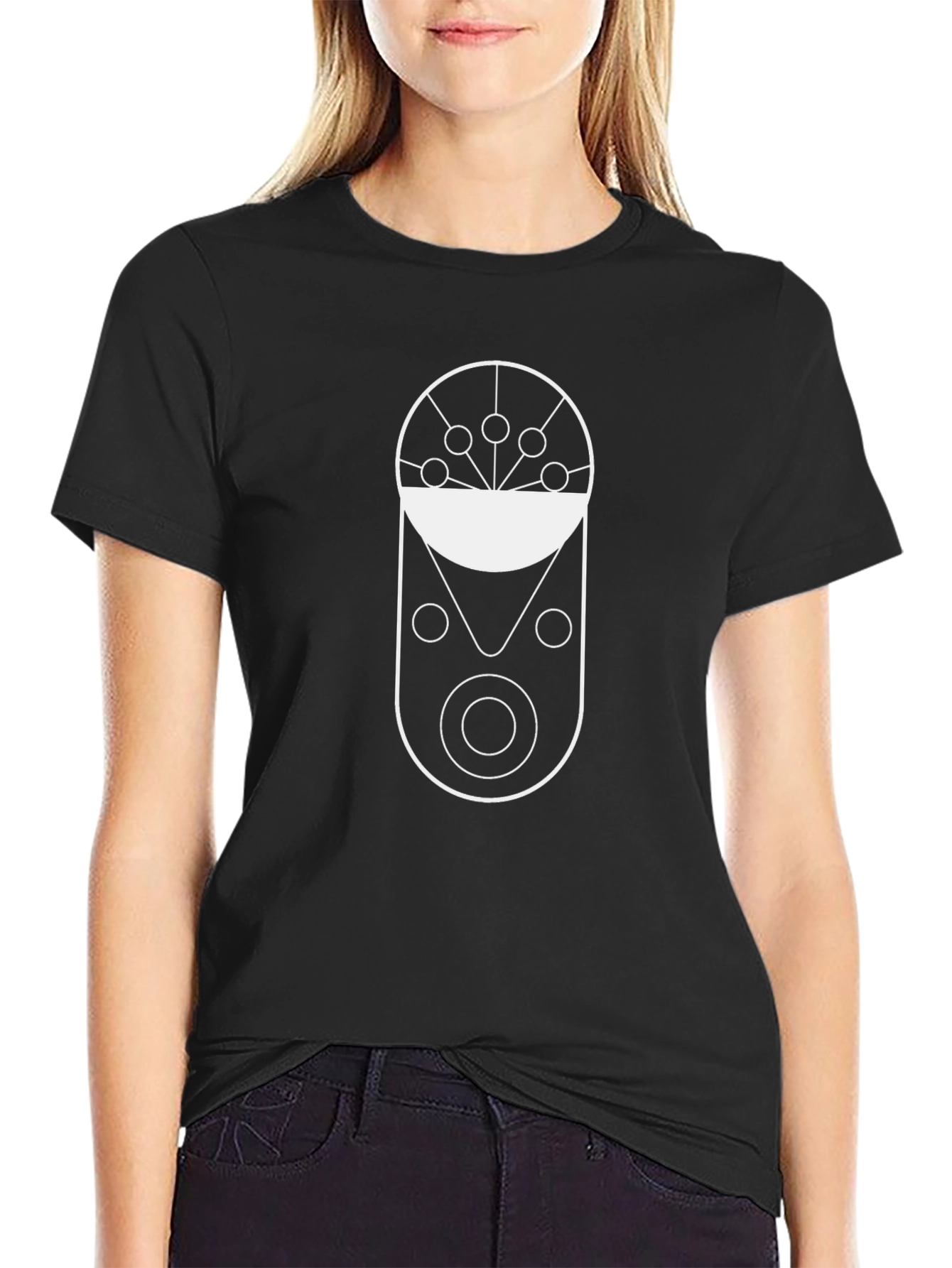 Modern Graphic Print Black T-Shirt