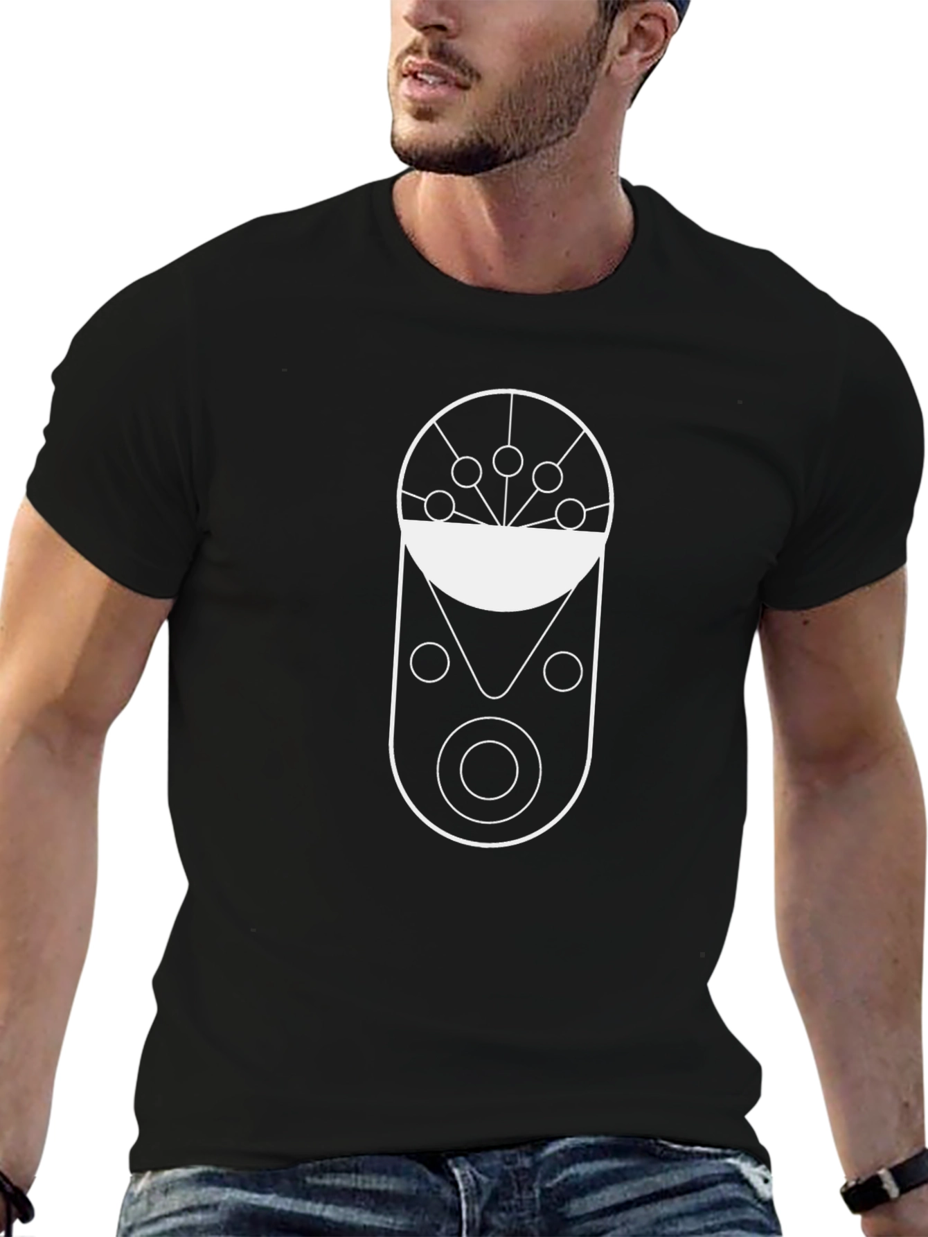 Modern Graphic Print Black T-Shirt