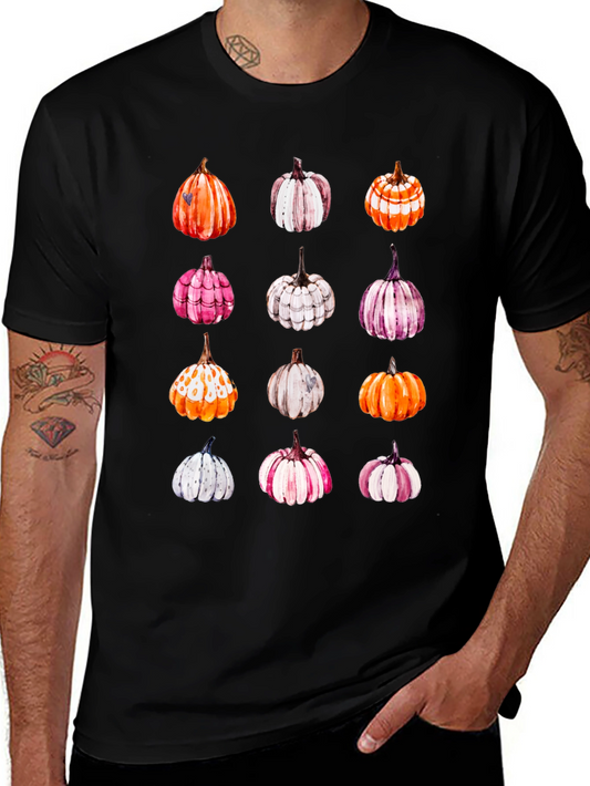 Watercolor Pumpkins Graphic Black Tee Shirt
