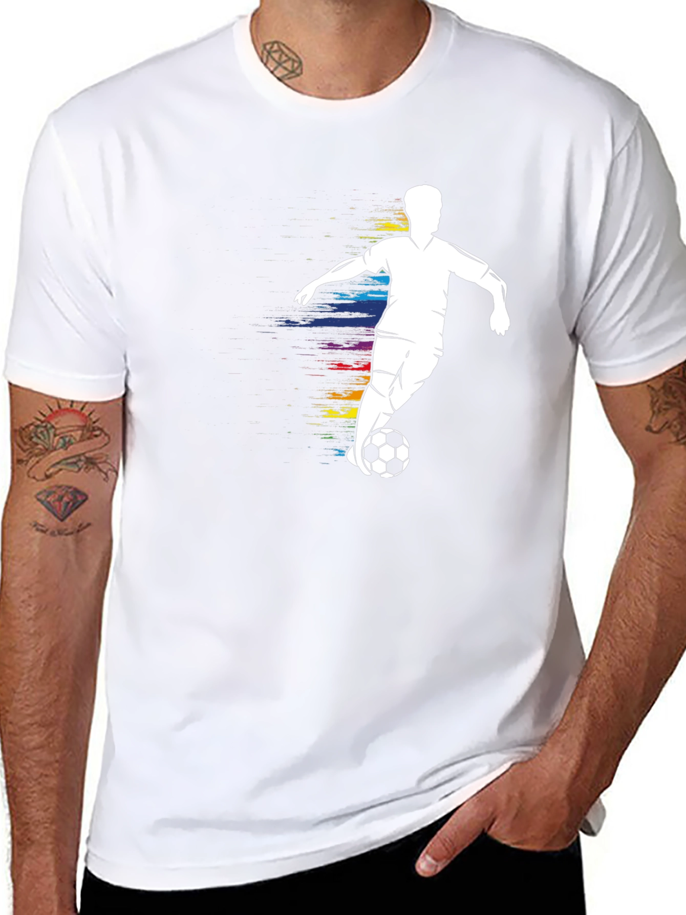 Soccer Player Rainbow Graphic Tee