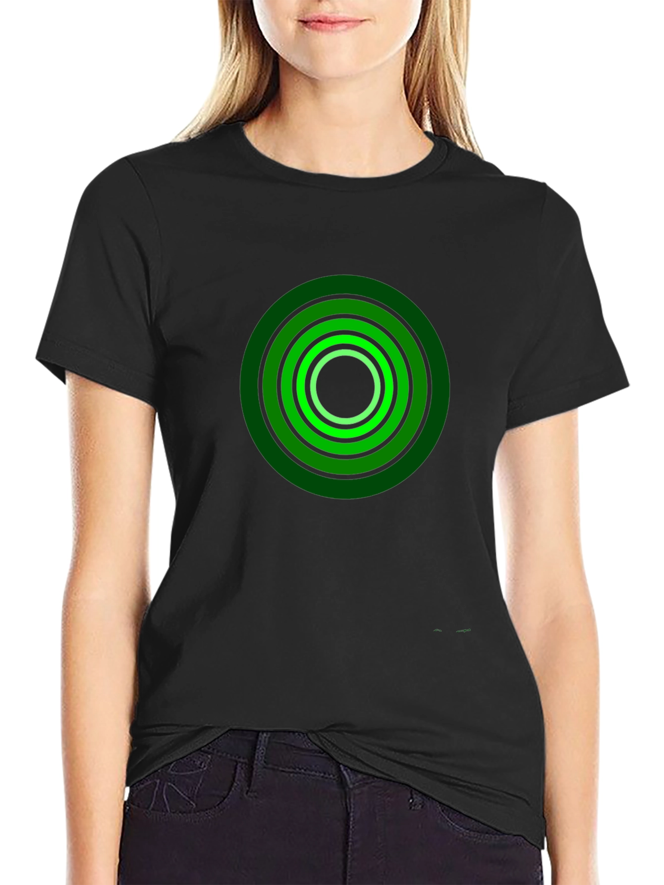 Black T-Shirt with Green Target Design