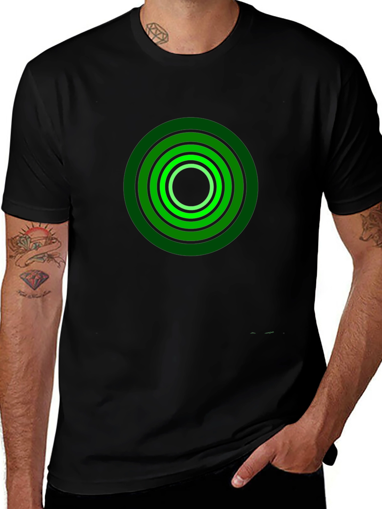 Black T-Shirt with Green Target Design