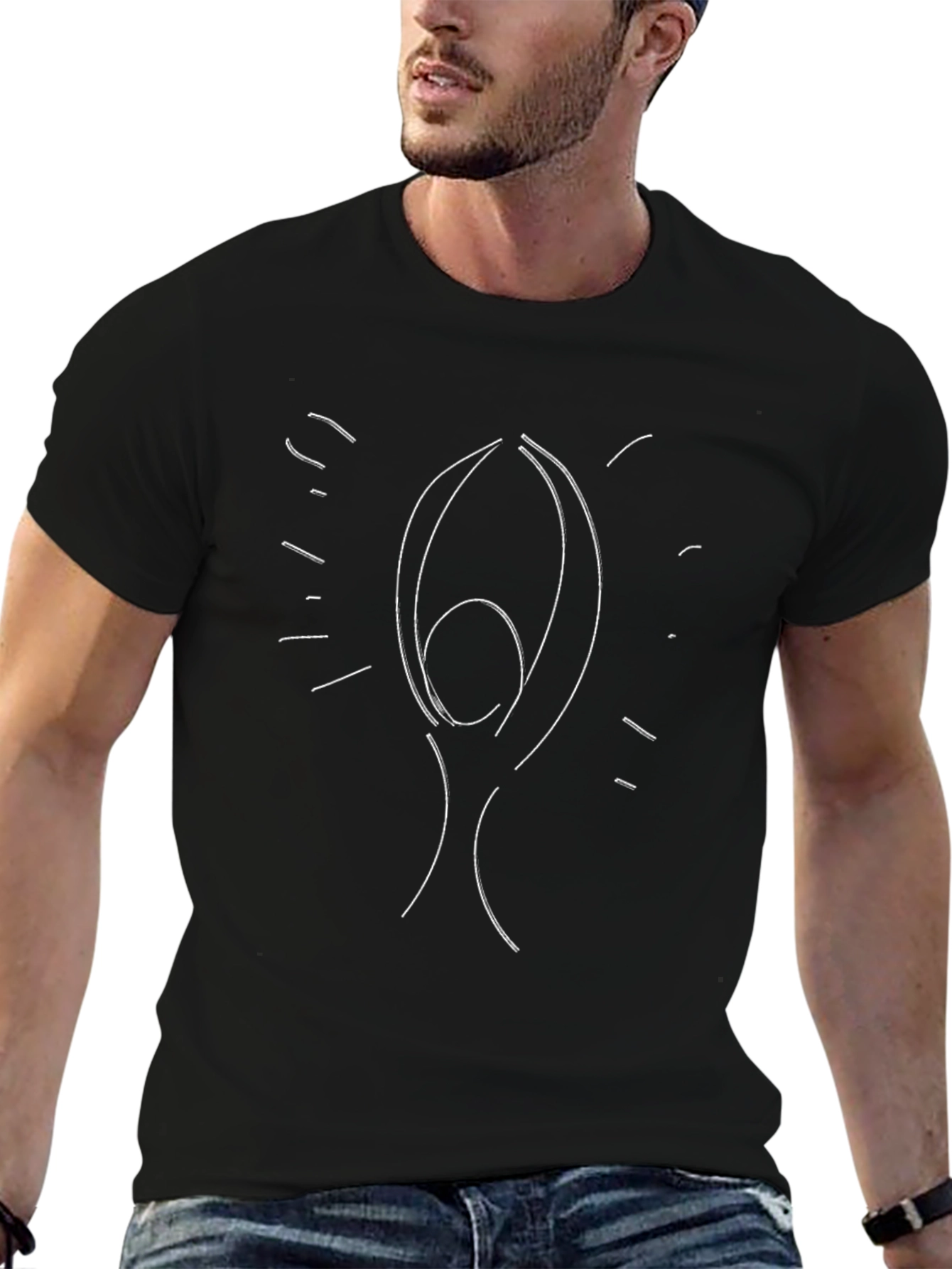 Abstract Line Art Graphic Tee - Black