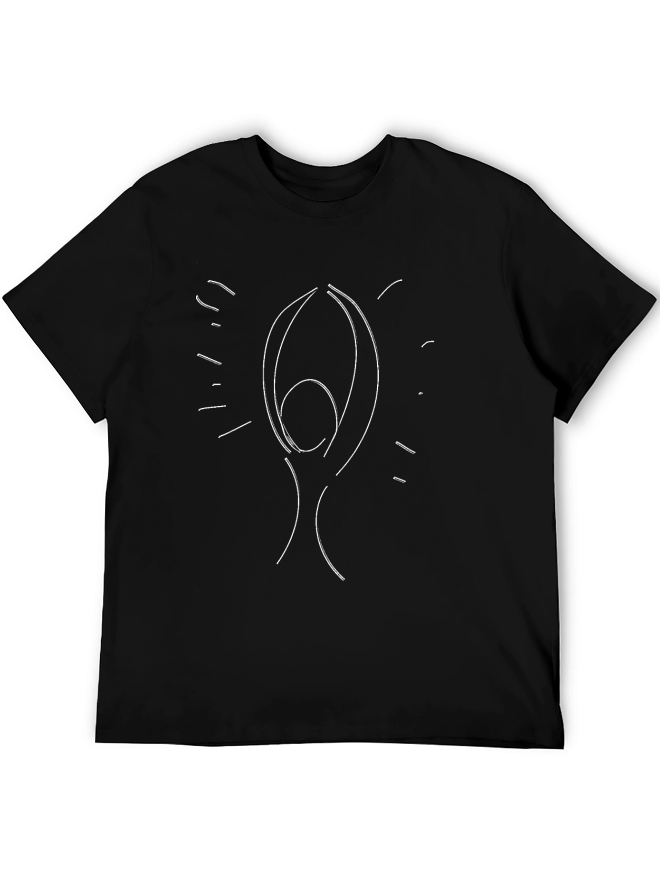 Abstract Line Art Graphic Tee - Black