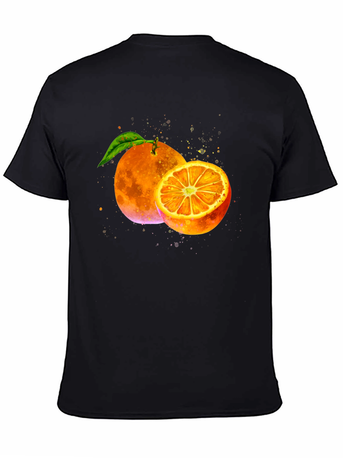 Orange Graphic Print Black T-Shirt