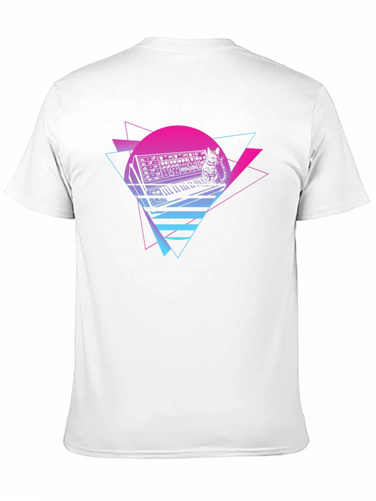 Synth Cat T-Shirt - Retro Wave Style
