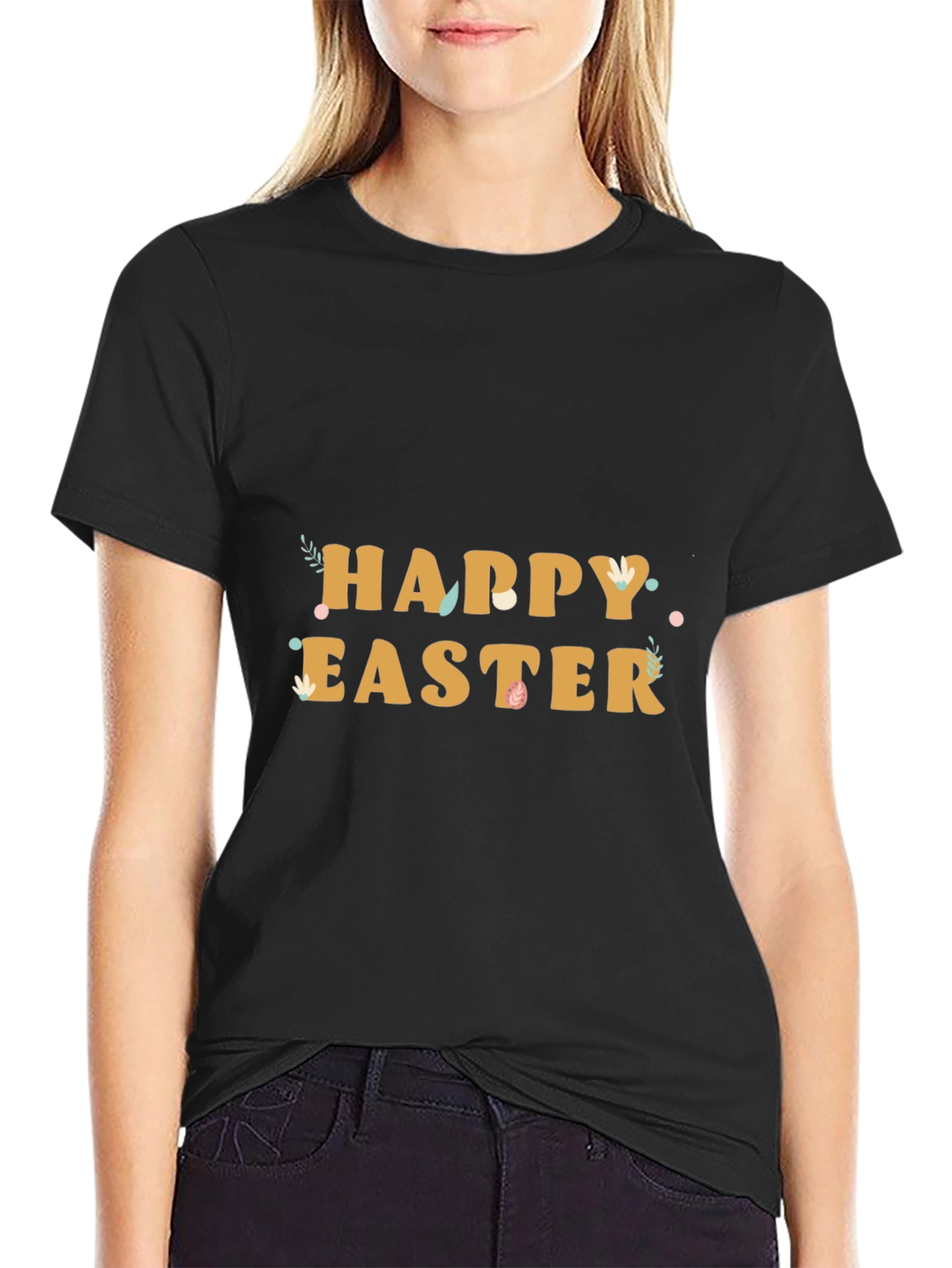Happy Easter Black Graphic Tee