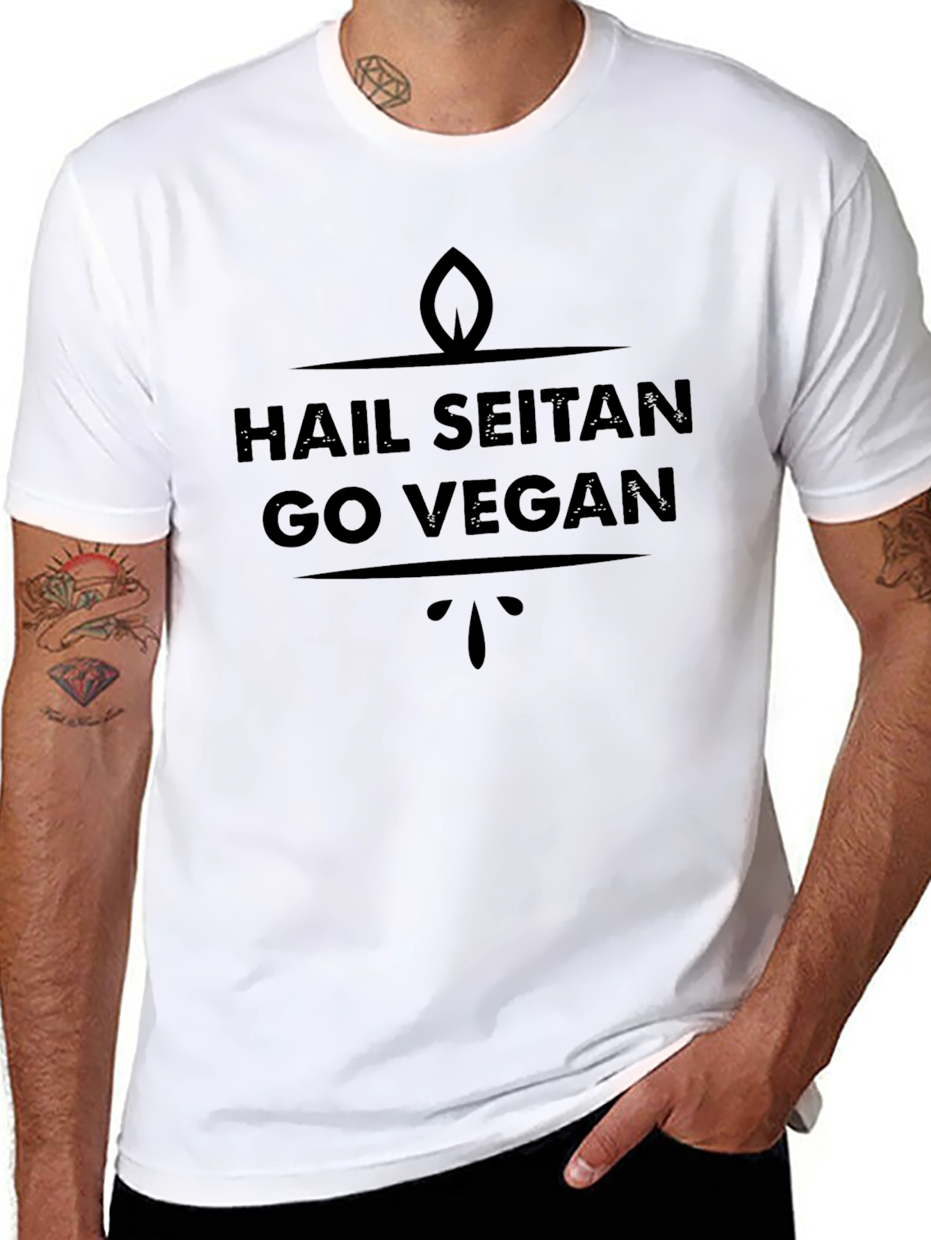 Hail Seitan Go Vegan Graphic T-Shirt