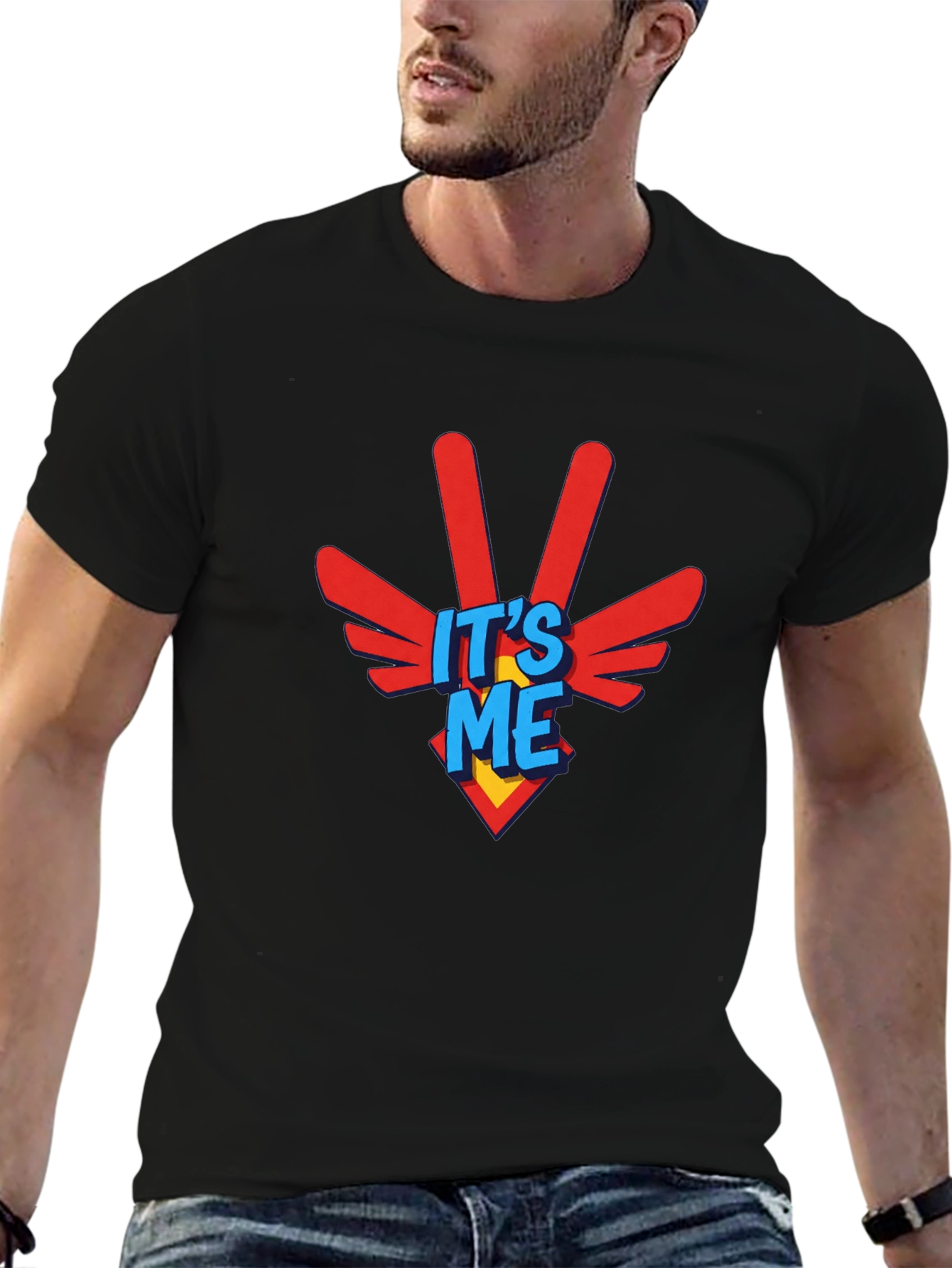 Its Me! Graphic Print Black Crew Neck T-Shirt