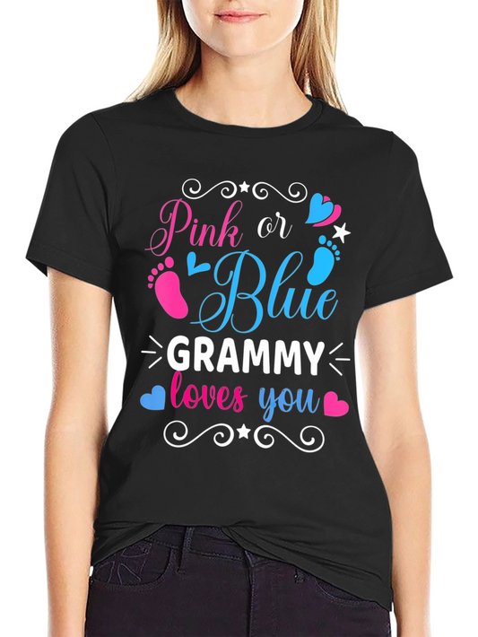 Pink or Blue Grammy Loves You Gender Reveal T-Shirt
