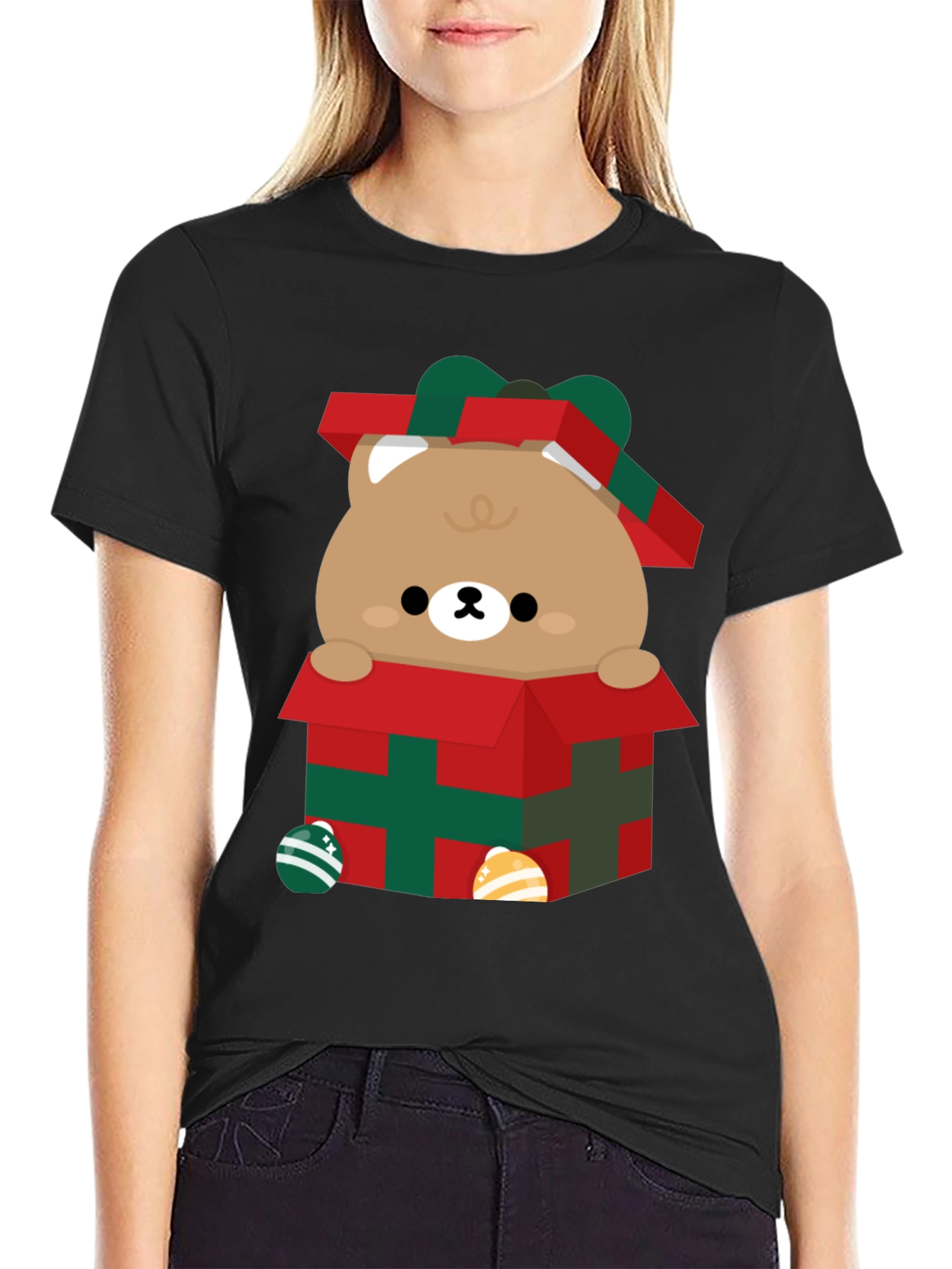 Cute Bear Christmas Gift Box T-Shirt