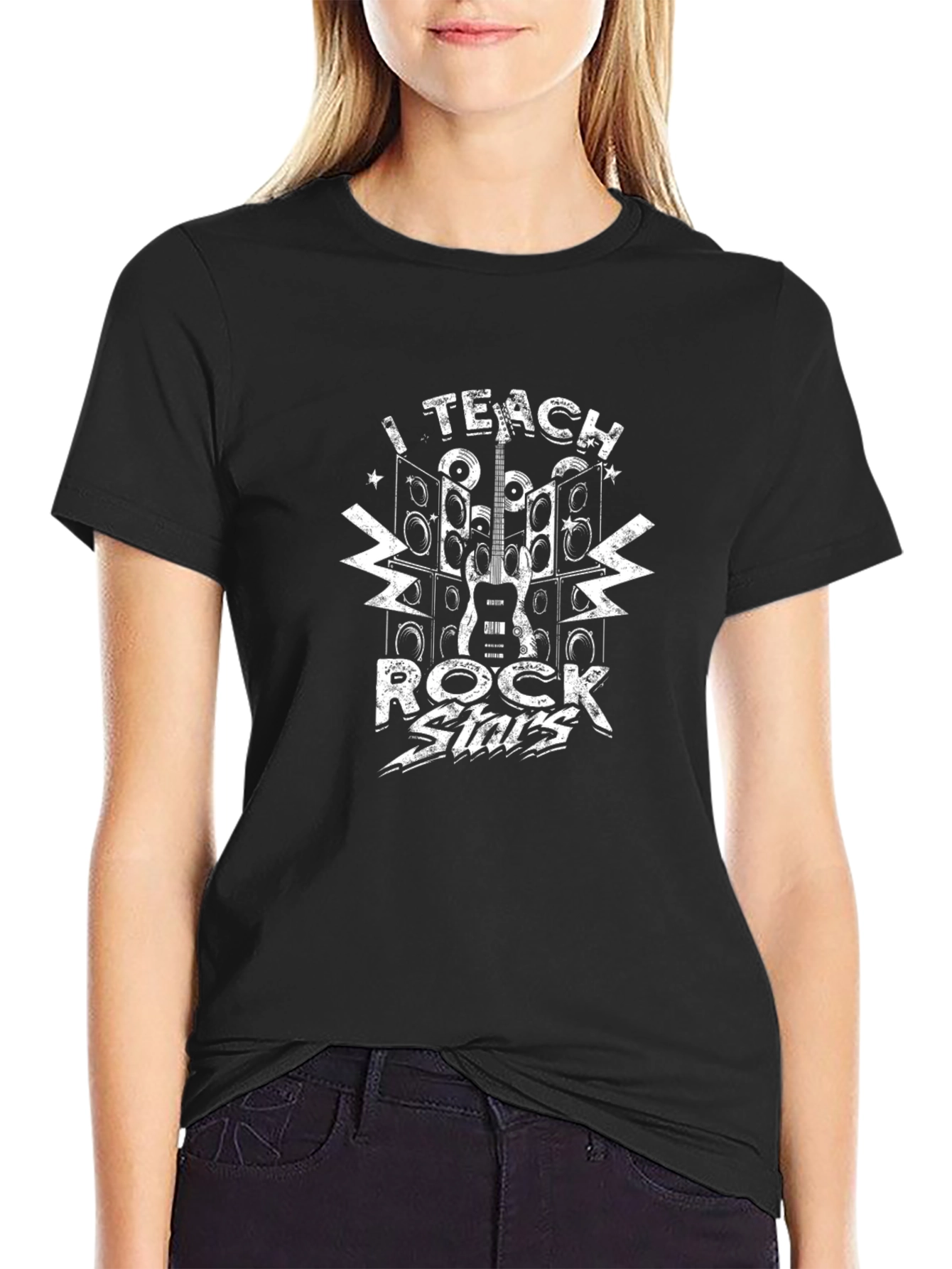 I Teach Rock Stars T-Shirt - Black Cotton Tee