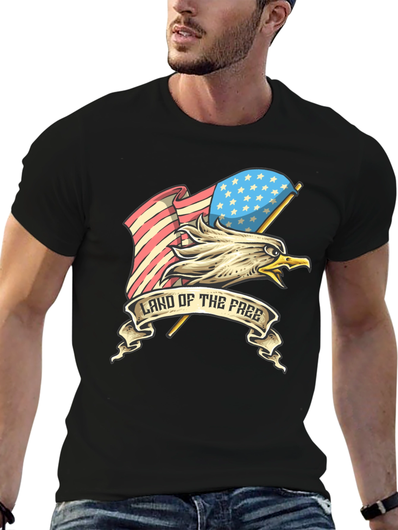Patriotic Eagle American Flag Land of the Free T-Shirt
