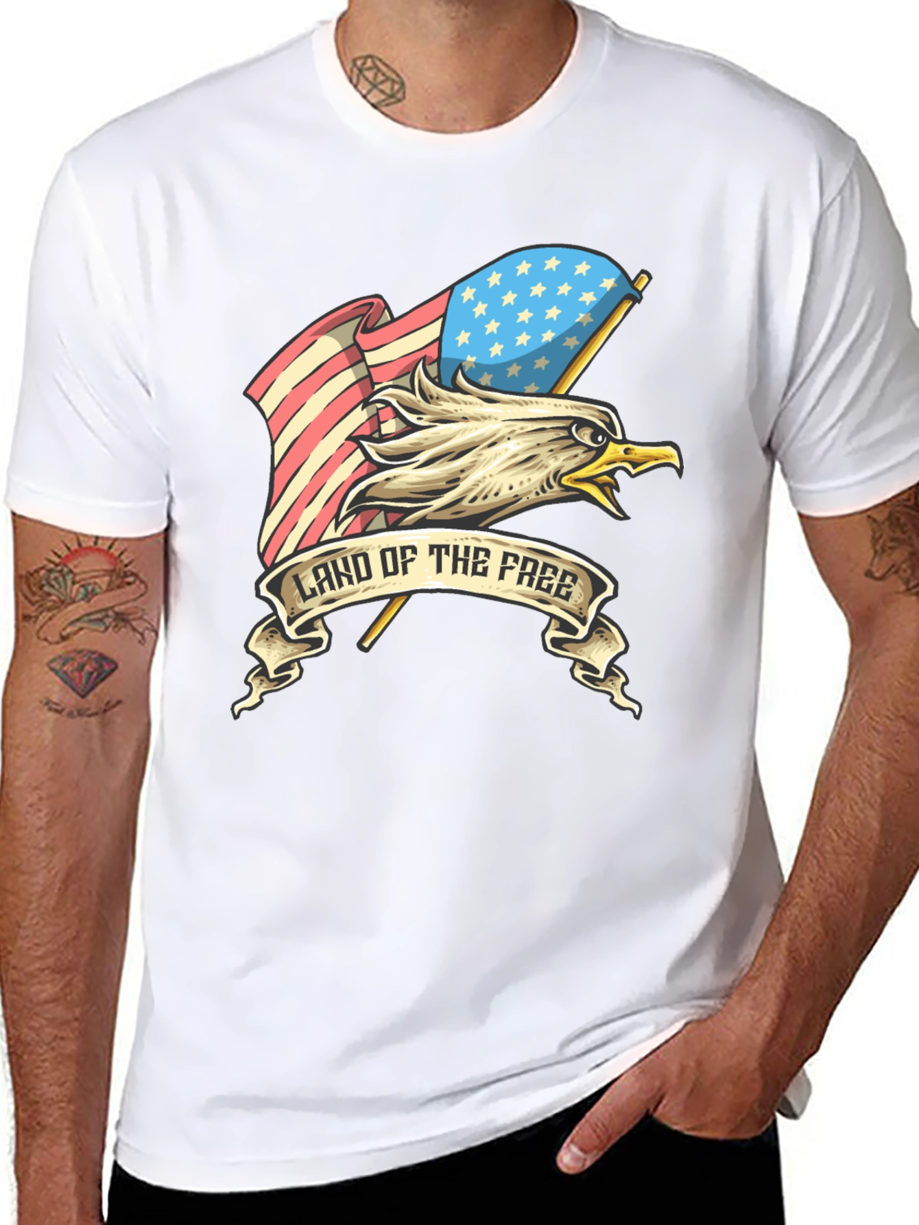 Patriotic Eagle American Flag Land of the Free T-Shirt