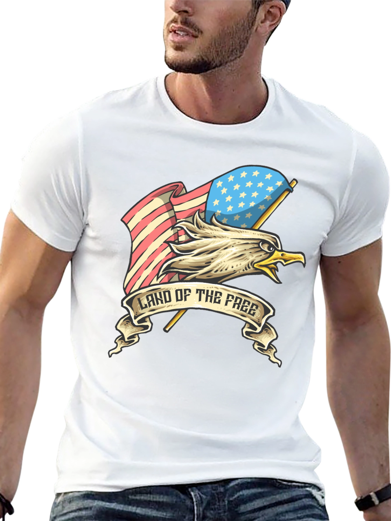 Patriotic Eagle American Flag Land of the Free T-Shirt