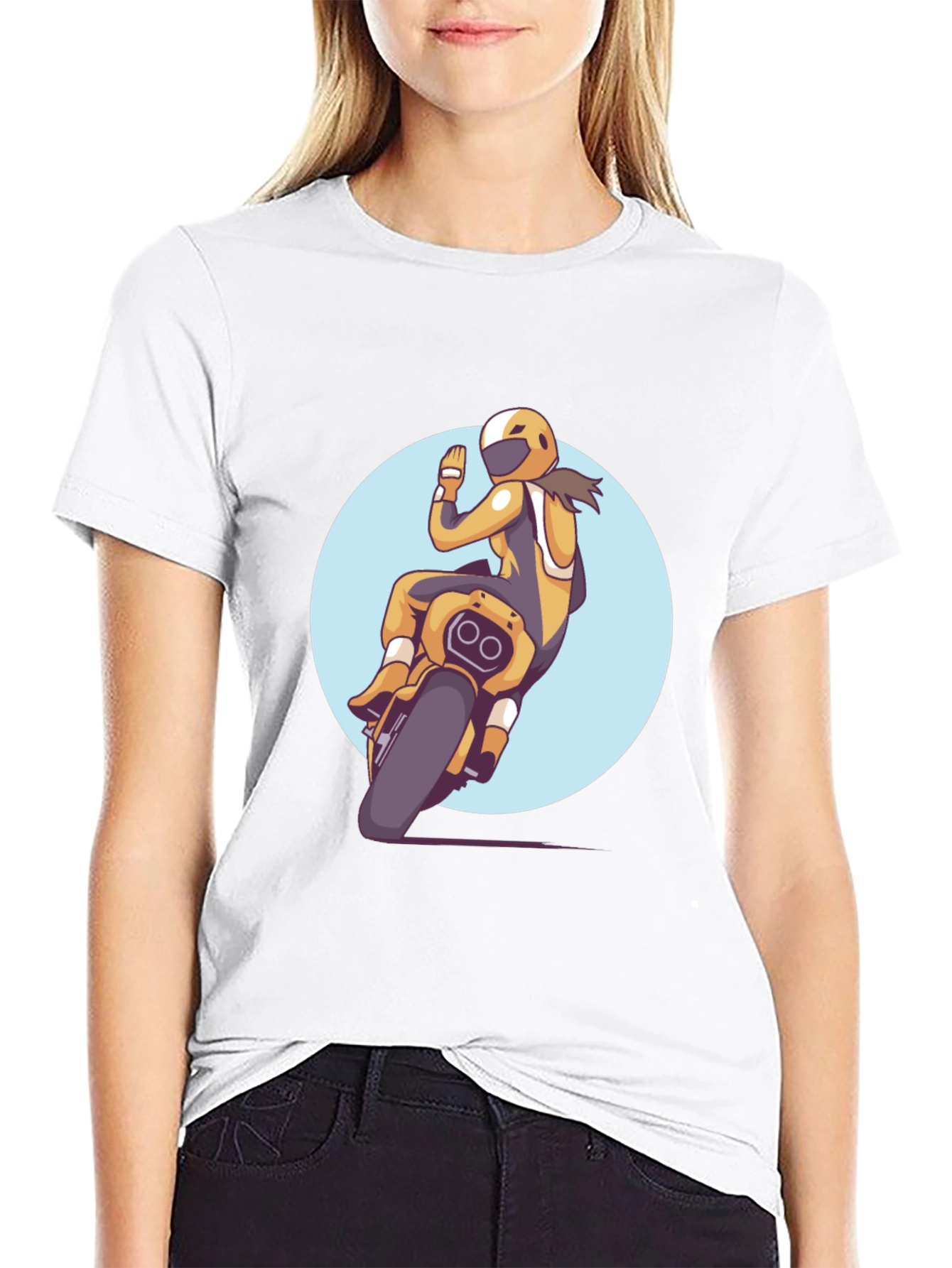 Motorcycle Rider Graphic Tee - Black Casual T-Shirt