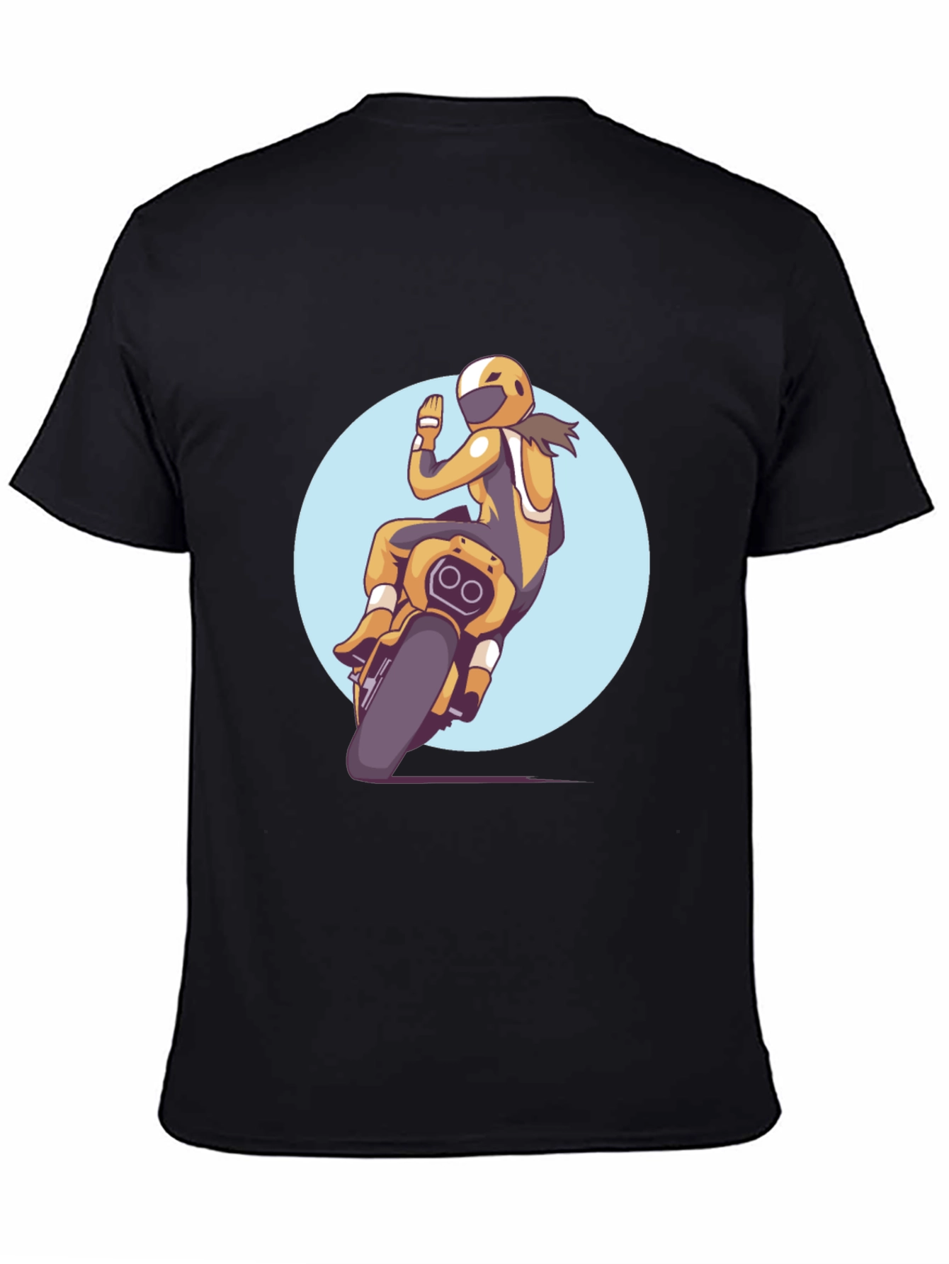 Motorcycle Rider Graphic Tee - Black Casual T-Shirt