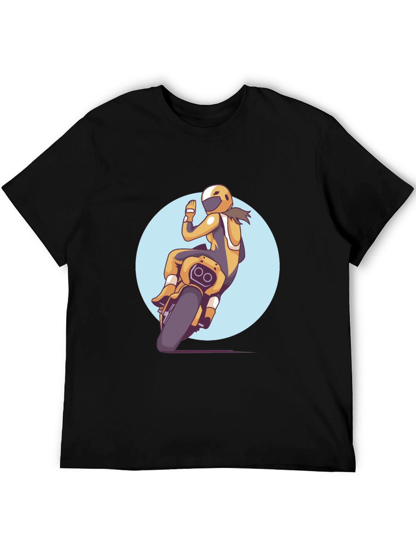 Motorcycle Rider Graphic Tee - Black Casual T-Shirt