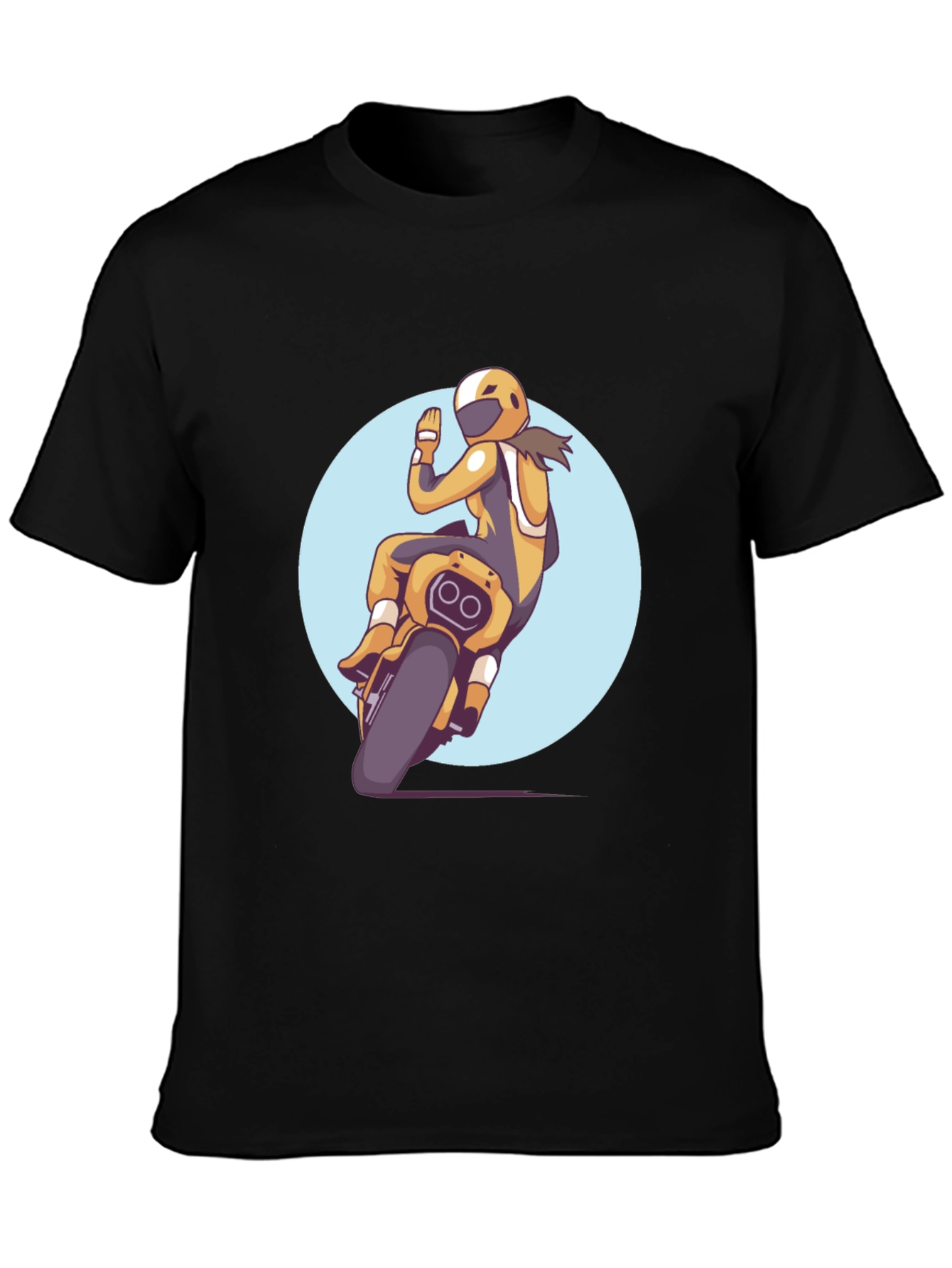 Motorcycle Rider Graphic Tee - Black Casual T-Shirt