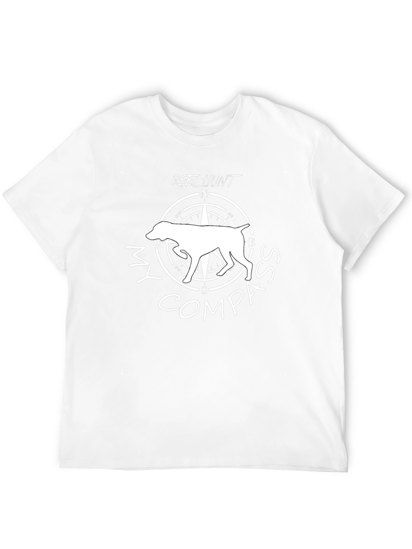 Reel Hunt Compass Dog Graphic T-Shirt