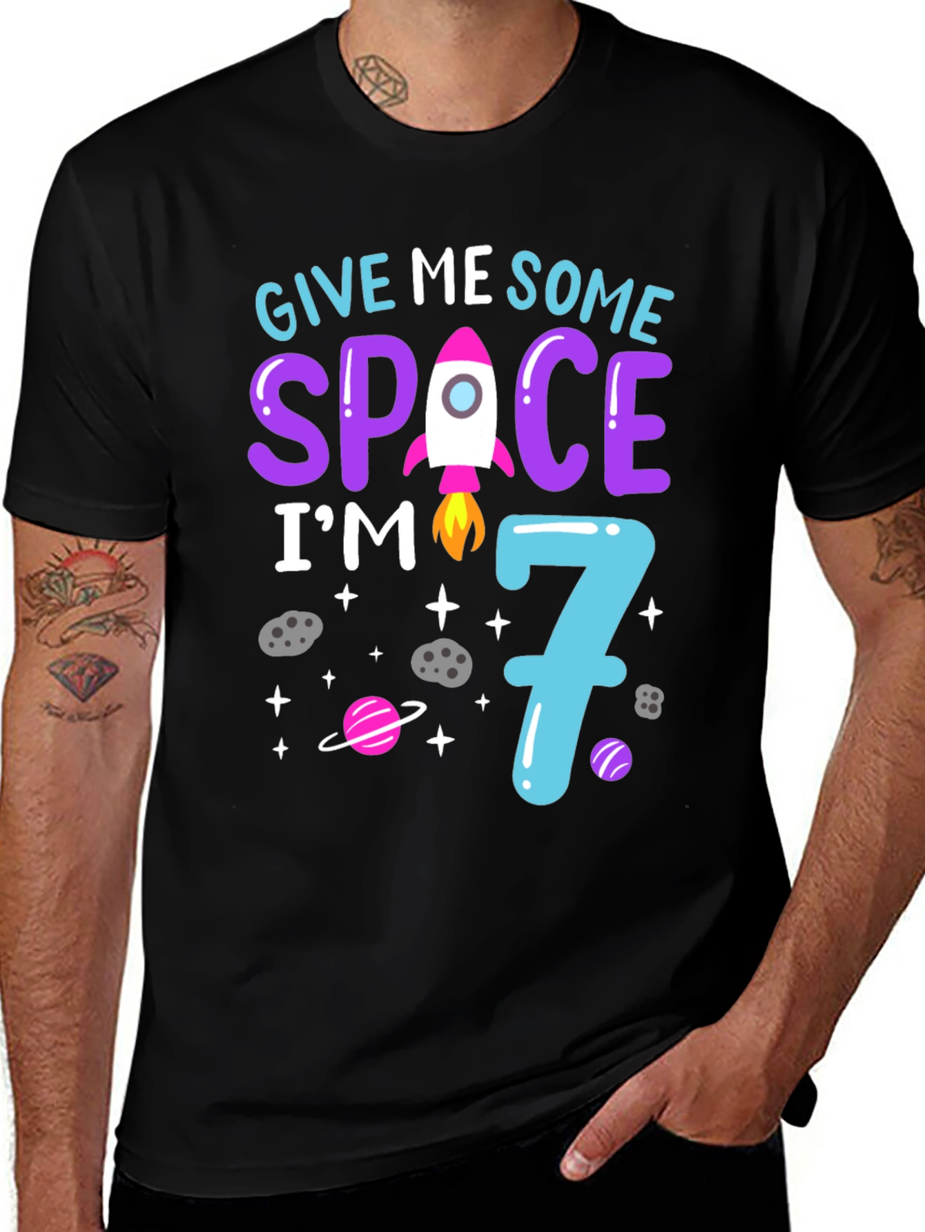Give Me Some Space Im 7 Black T-Shirt