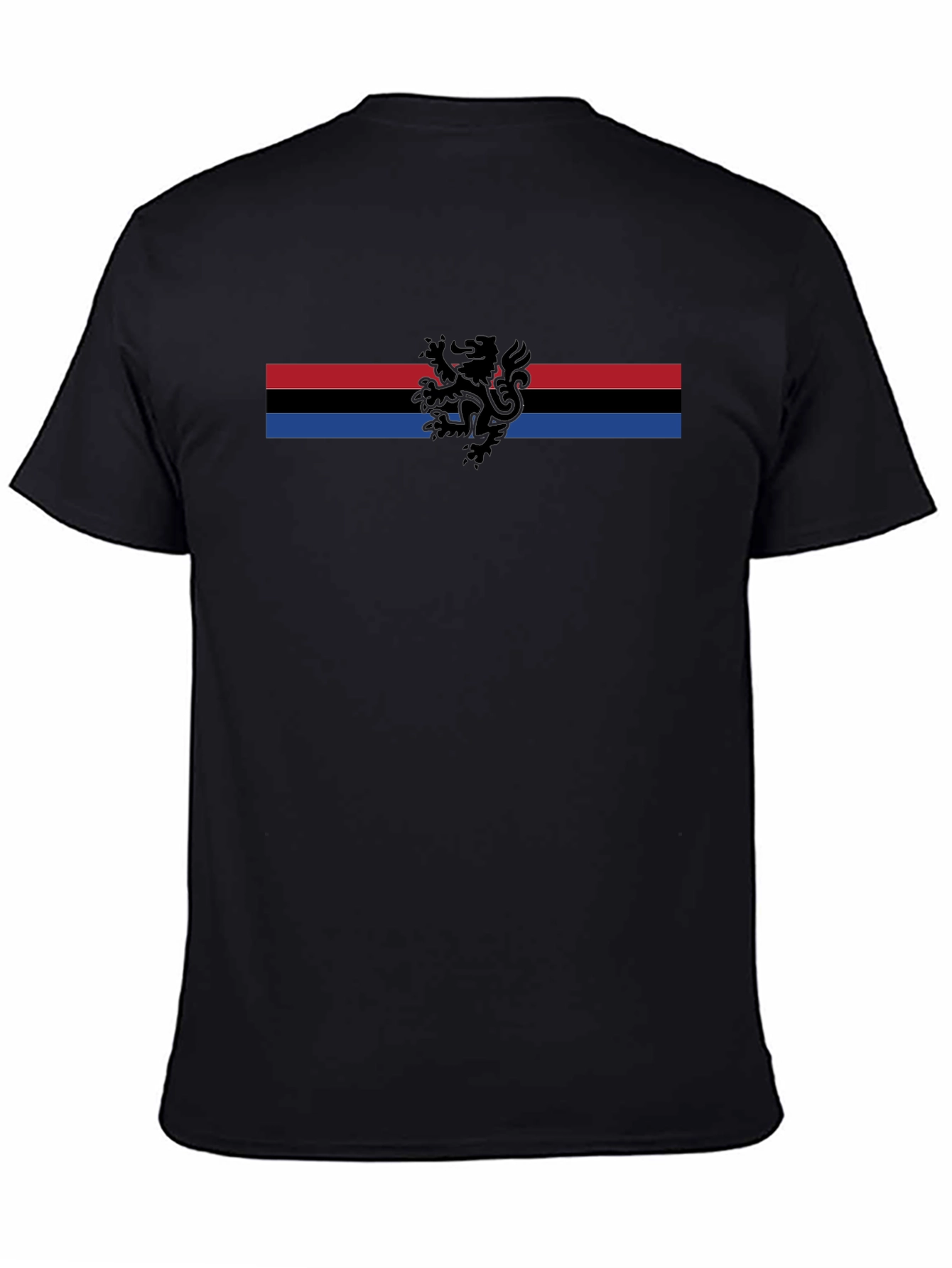 Striped Lion Graphic Tee - Mens Black T-Shirt